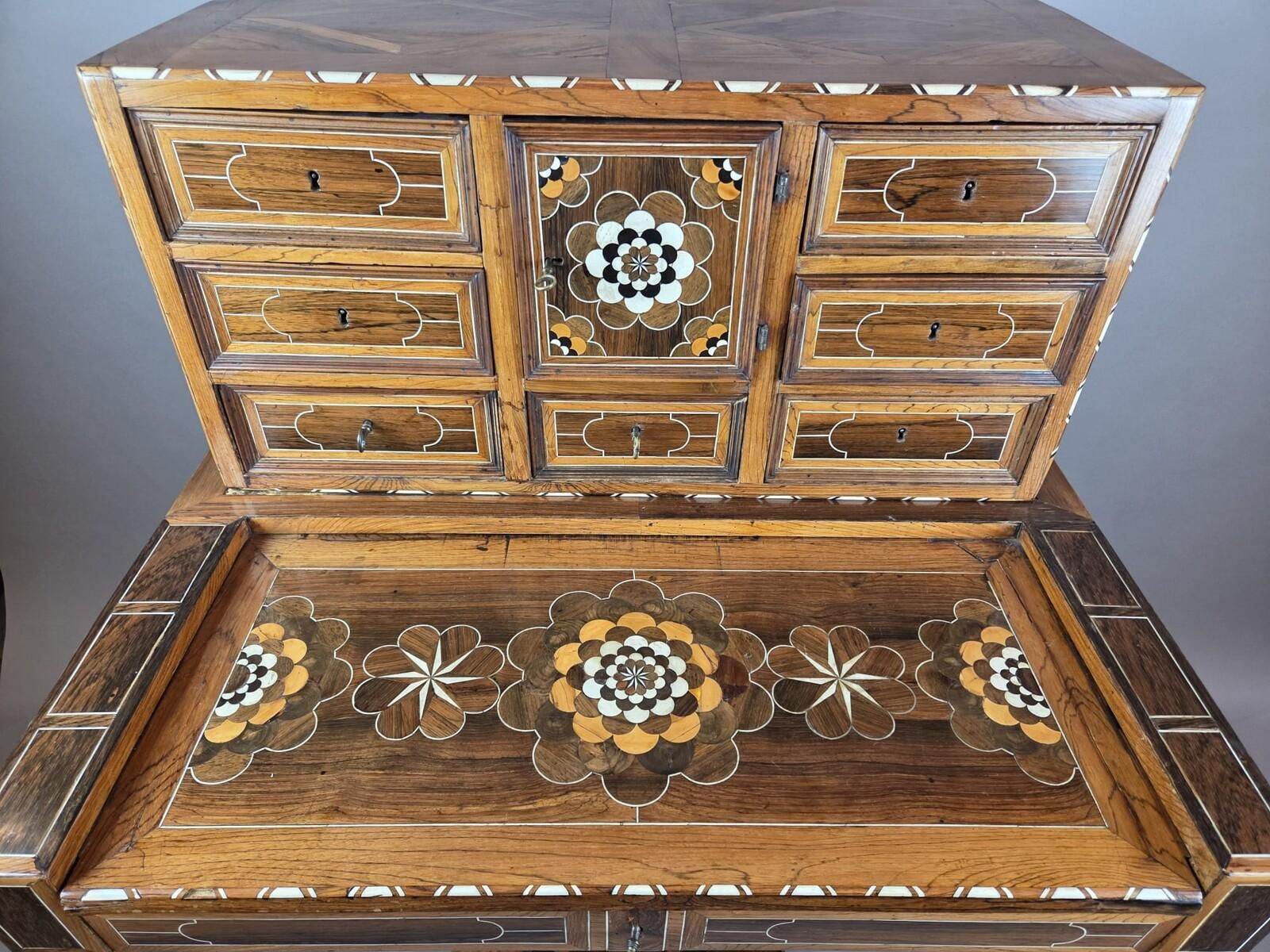 Cabinet, Walnut And Mahogany, Bone Ornamentation, Flanders , Late 18th photo 6051.0