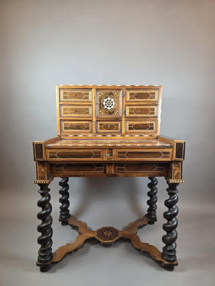 6051.0 Cabinet, Walnut And Mahogany, Bone Ornamentation, Flanders , Late 18th photo