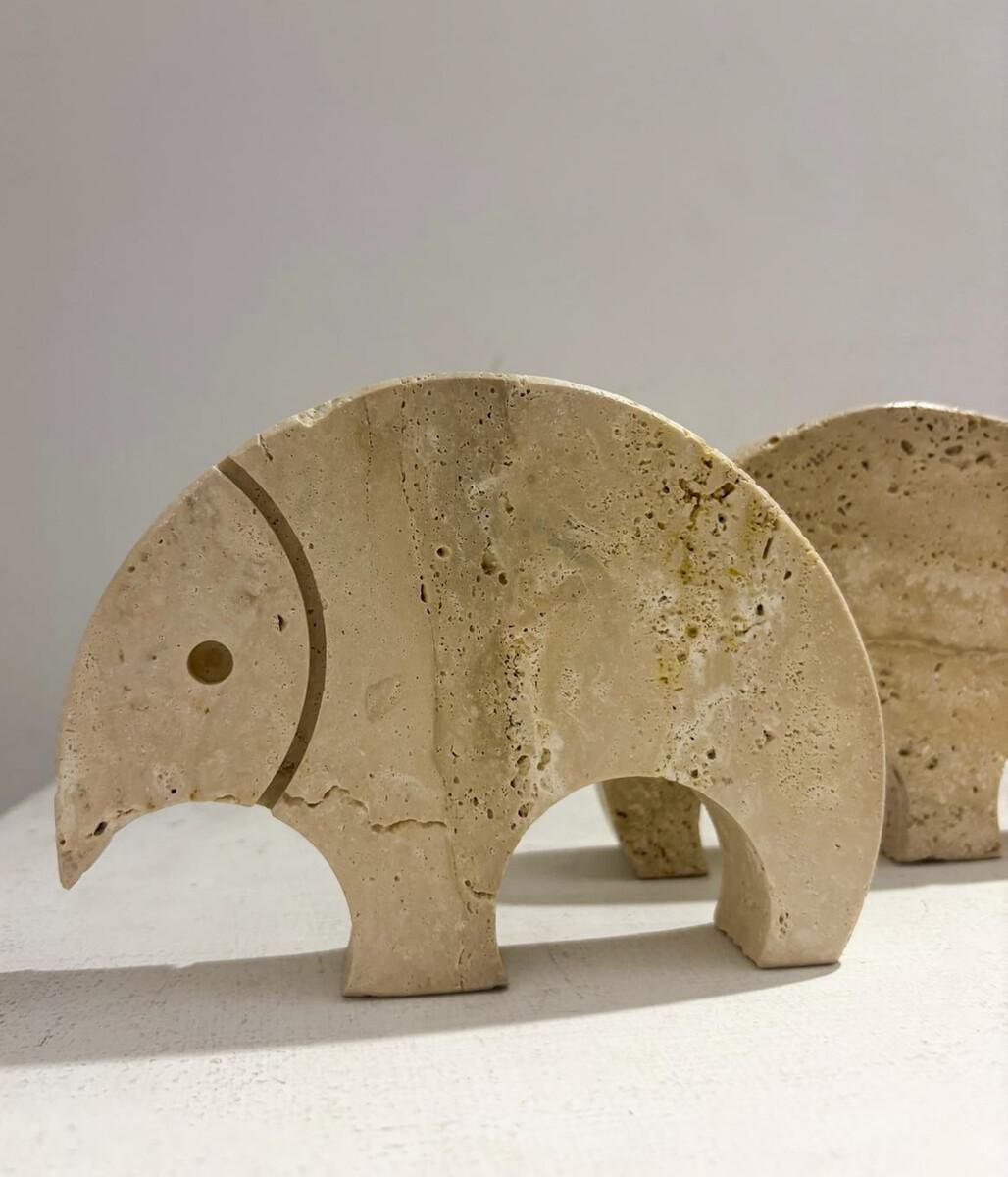 Mid Century Travertine Figures By Fratelli Mannelli, 1970s photo for sale