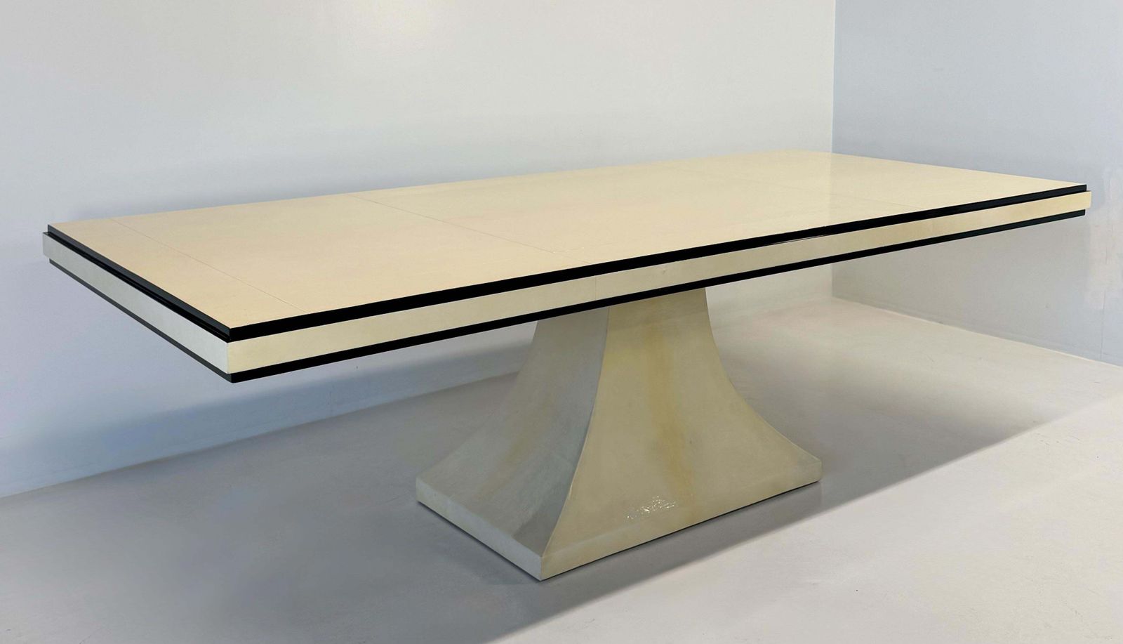 Italian Art Deco Table In Parchment Leather With Black Profiles, 1940s photo 15940.0