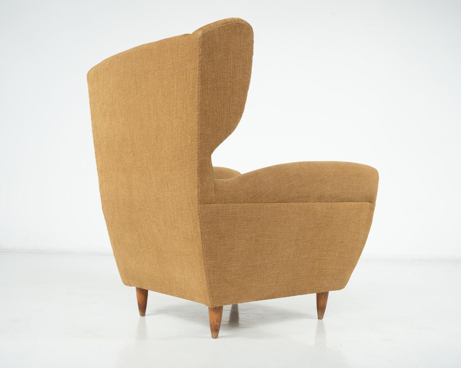 Mid Century Modern Pair Of Highback Armchairs, New Upholstery photo Furniture