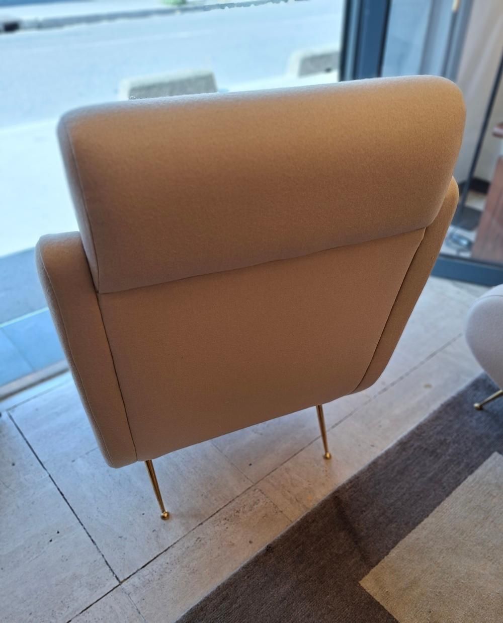 photo buy Pair Of Armchairs In Light Beige Fabric