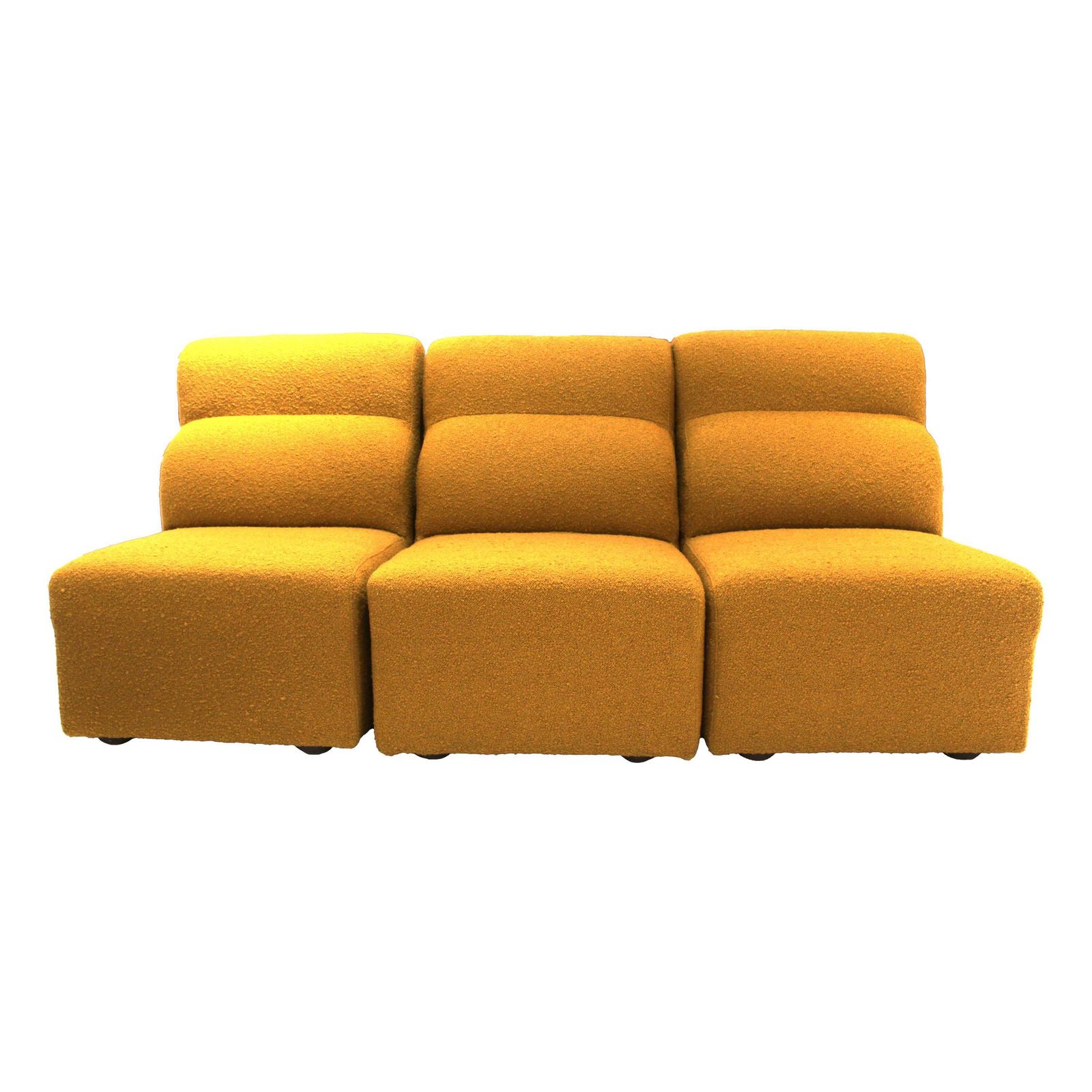 Set Of Modular Armchairs In Mustard Wool Upholstery, Italy, 1970 photo furniture