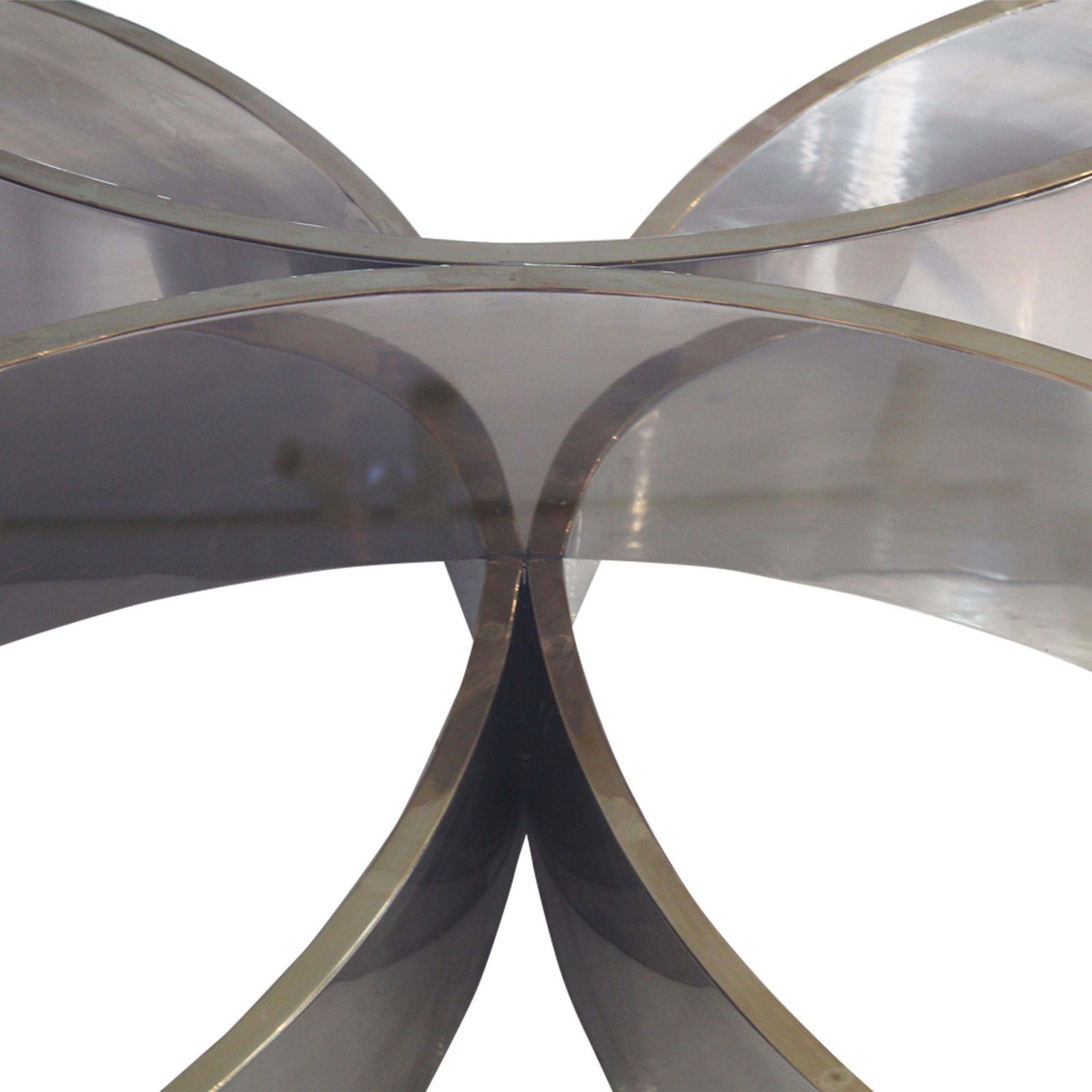 Chrome And Glass Flower Form Center Table Attributed To Frank Stella, USA, 1980 photo vinterior