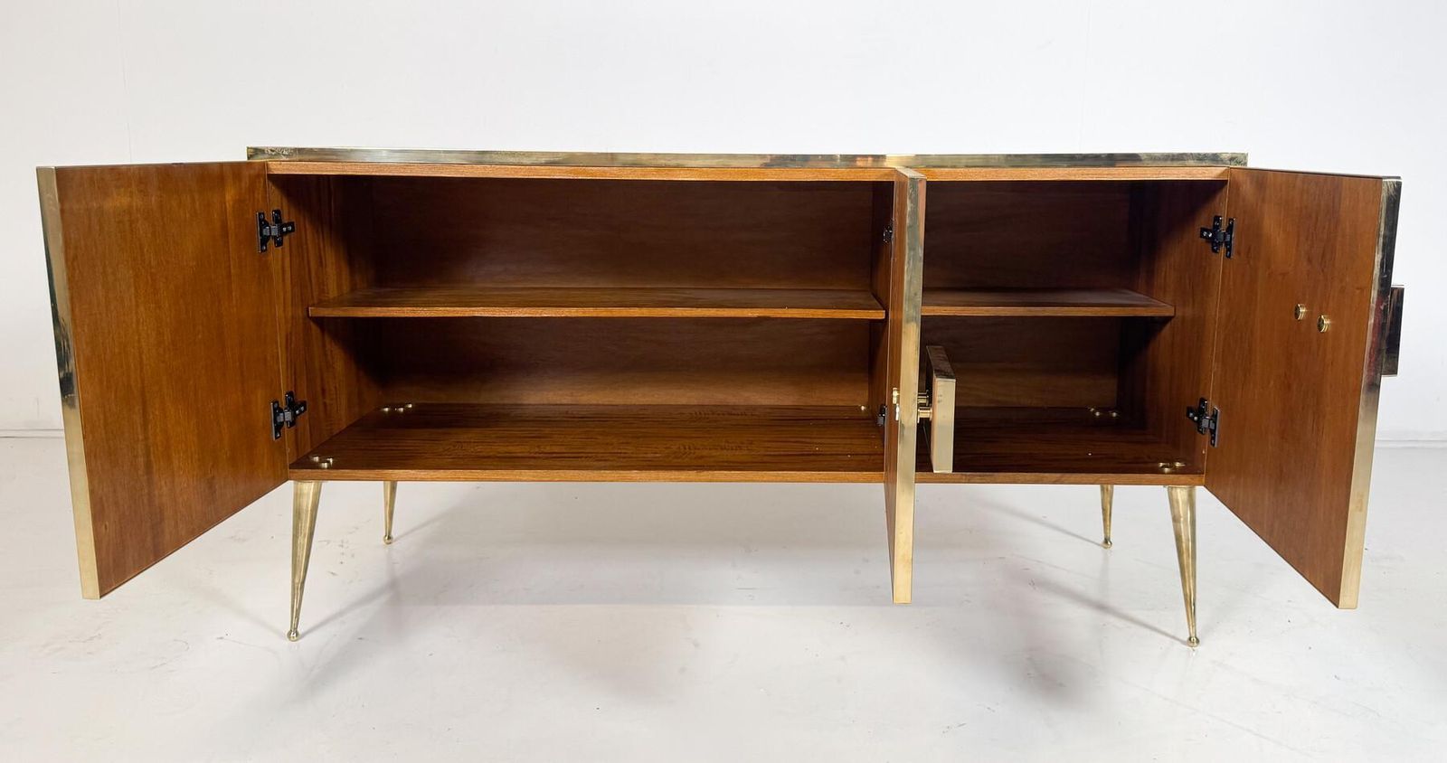 Contemporary Sideboard, Wood Glass And Brass, Italy photo vinterior