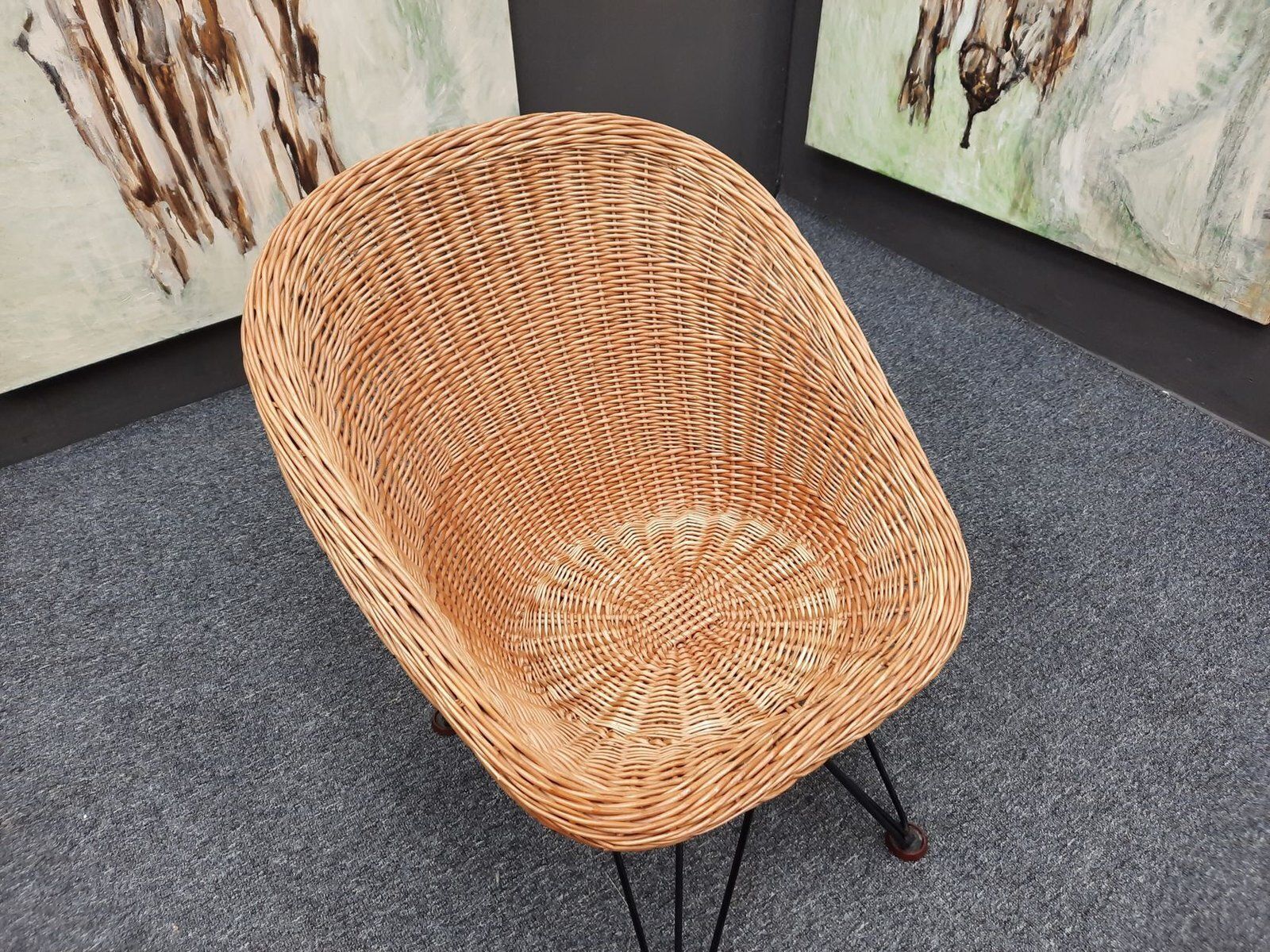 Mid Century Modern Wicker Chair By Teun Velthuizen For Urotan, 1950s photo vinterior