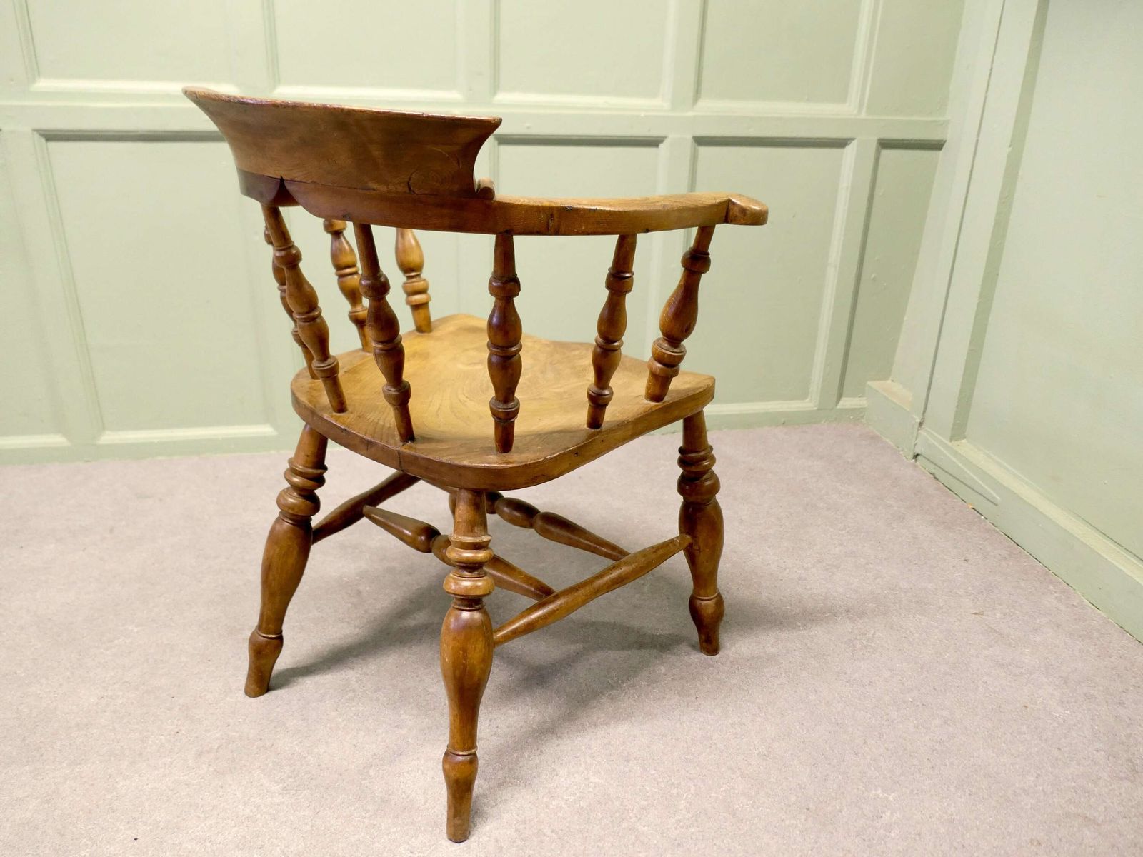19th Century19th Century Beech And Elm Smokers Bow Office Or Desk Chair photo buy