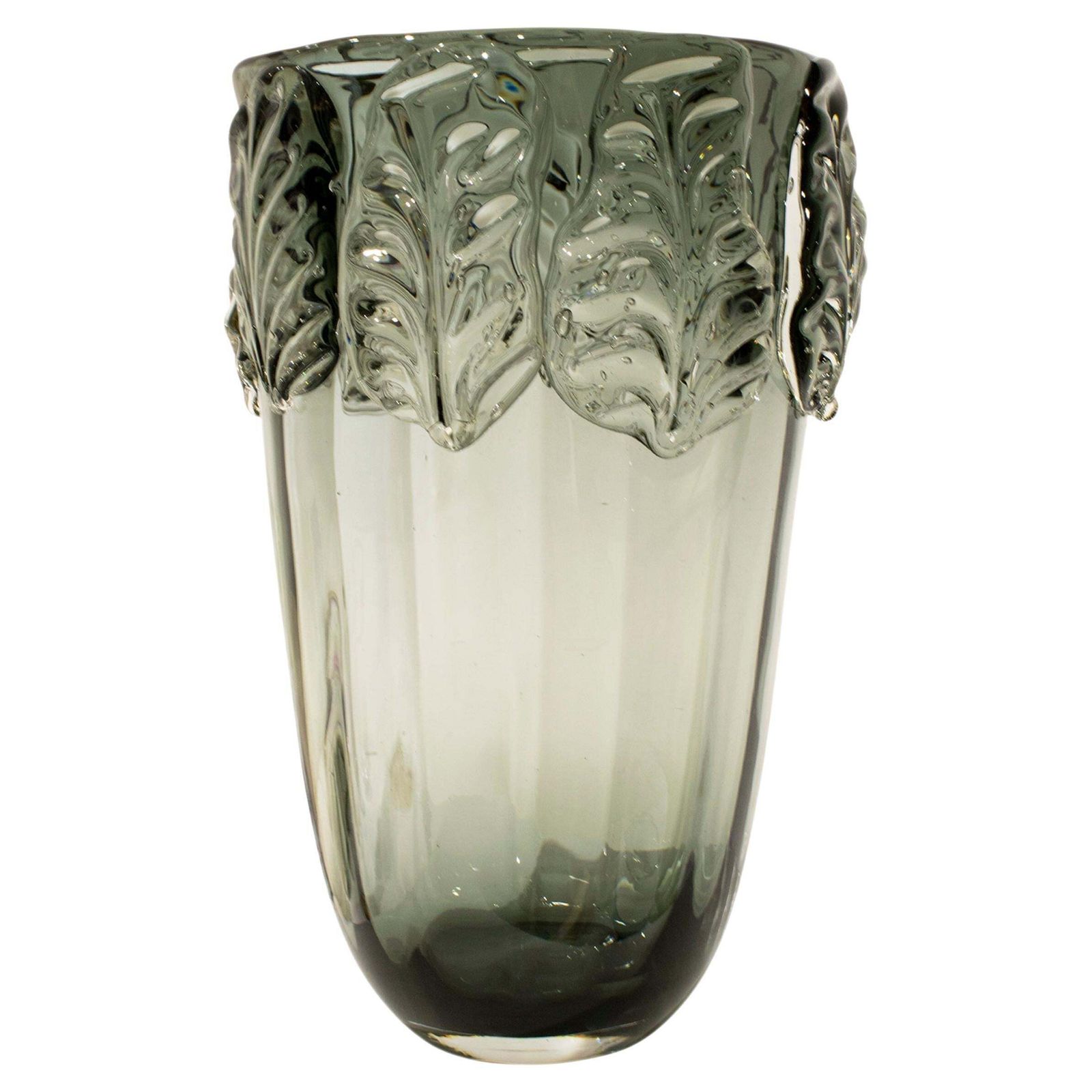 Handcrafted Semi Transparent Grey Glass Vase, Italy, 2024