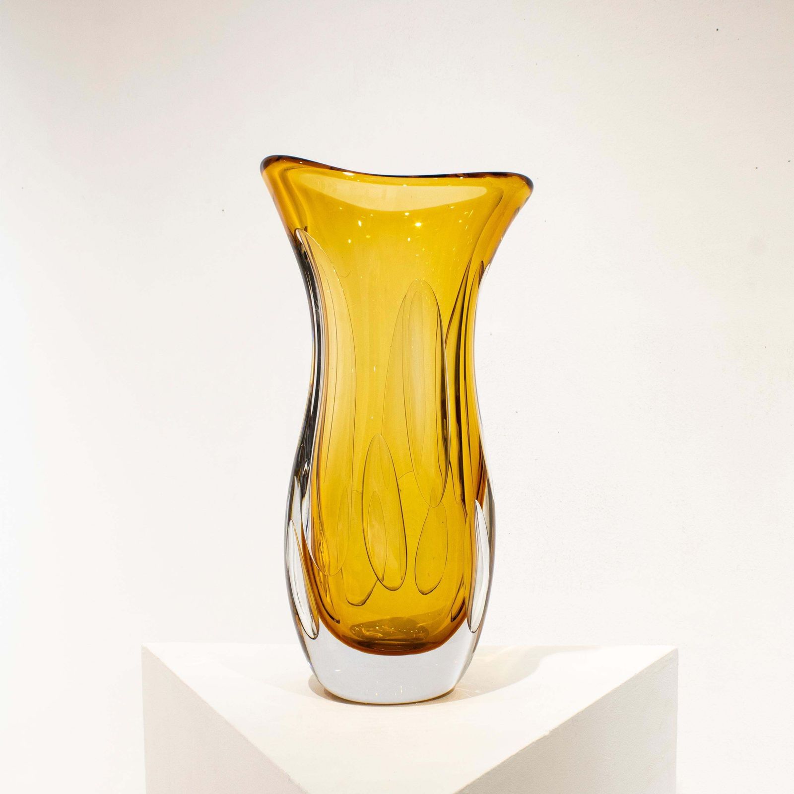 Handcrafted Semi Transparent Yellow Glass Vase, Italy, 2024 photo furniture