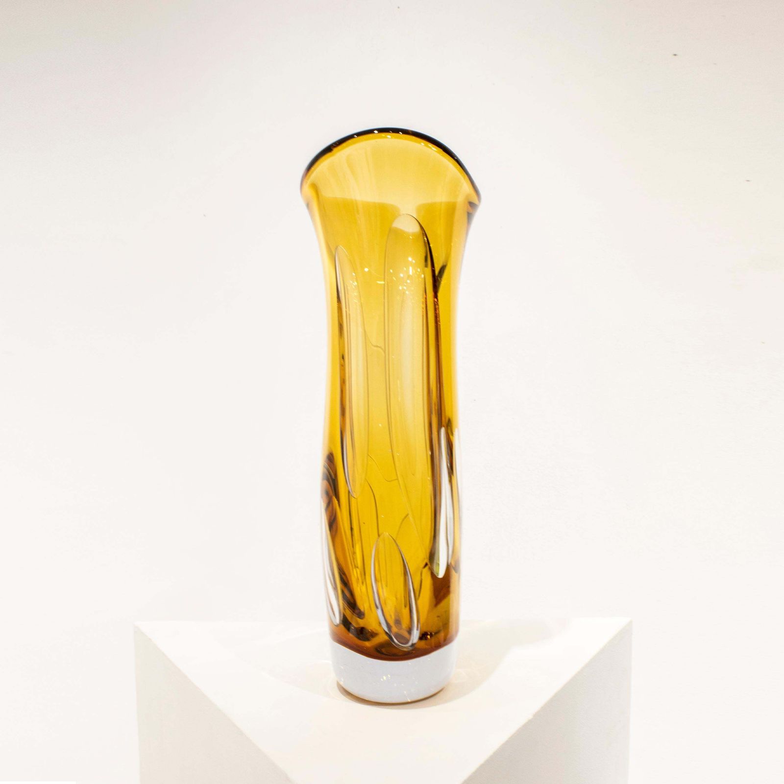 Handcrafted Semi Transparent Yellow Glass Vase, Italy, 2024 photo Home Decor
