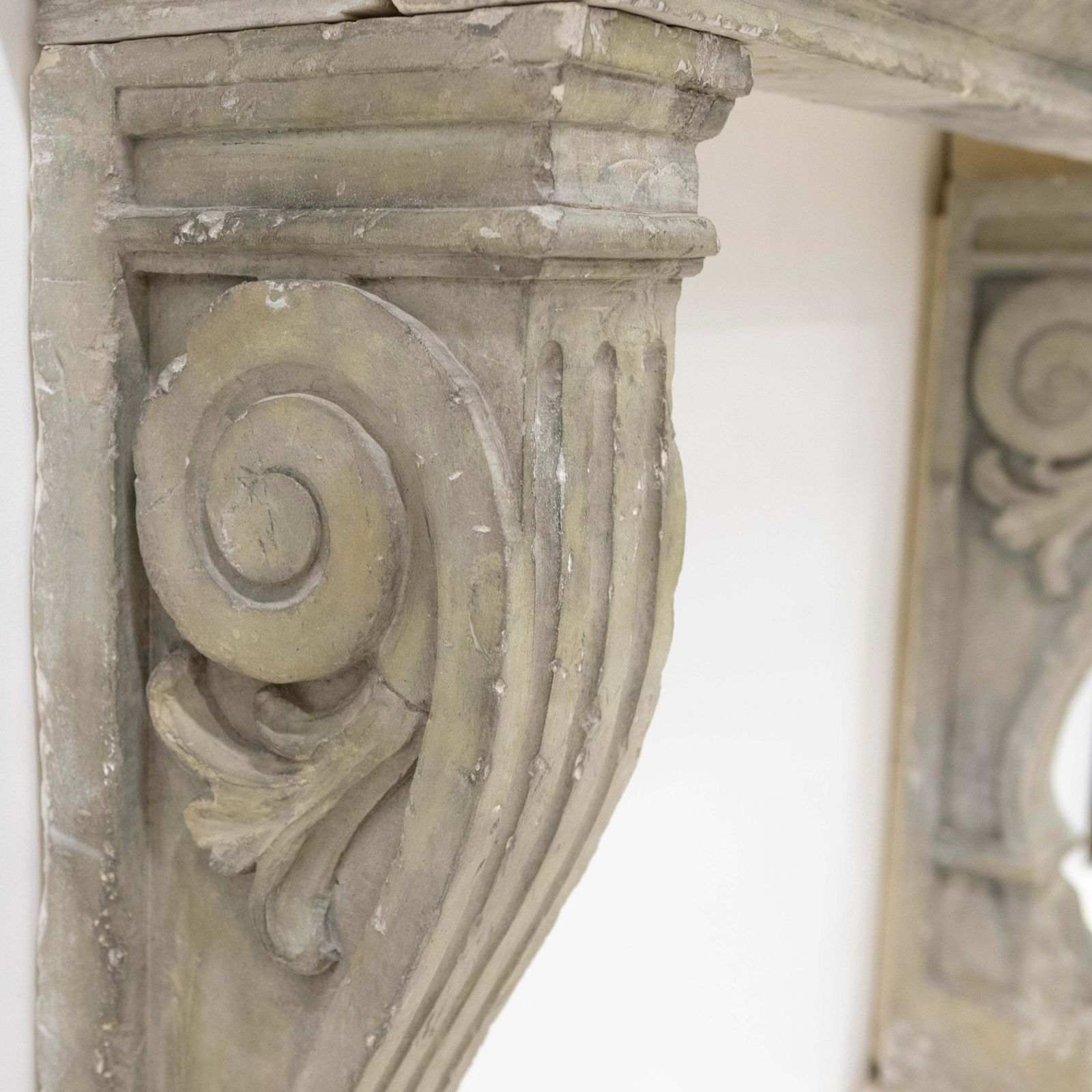 Home Fixtures Ornate Carved Antique Stone Fireplace Surroud photo