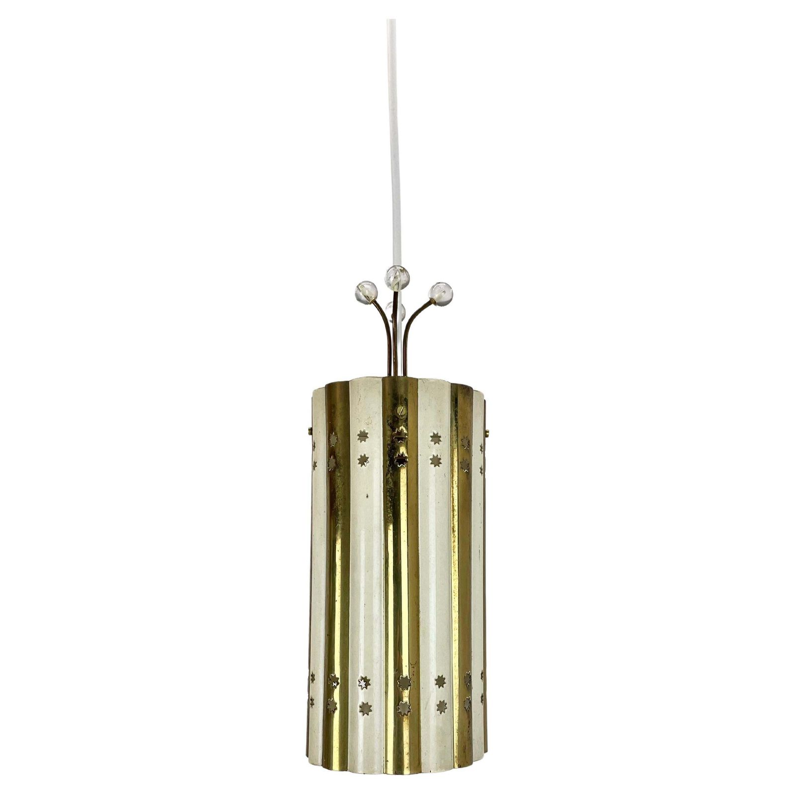 Brass And Metal Tube Hanging Light Vereinigte Werkstätten München, Germany, 1950
