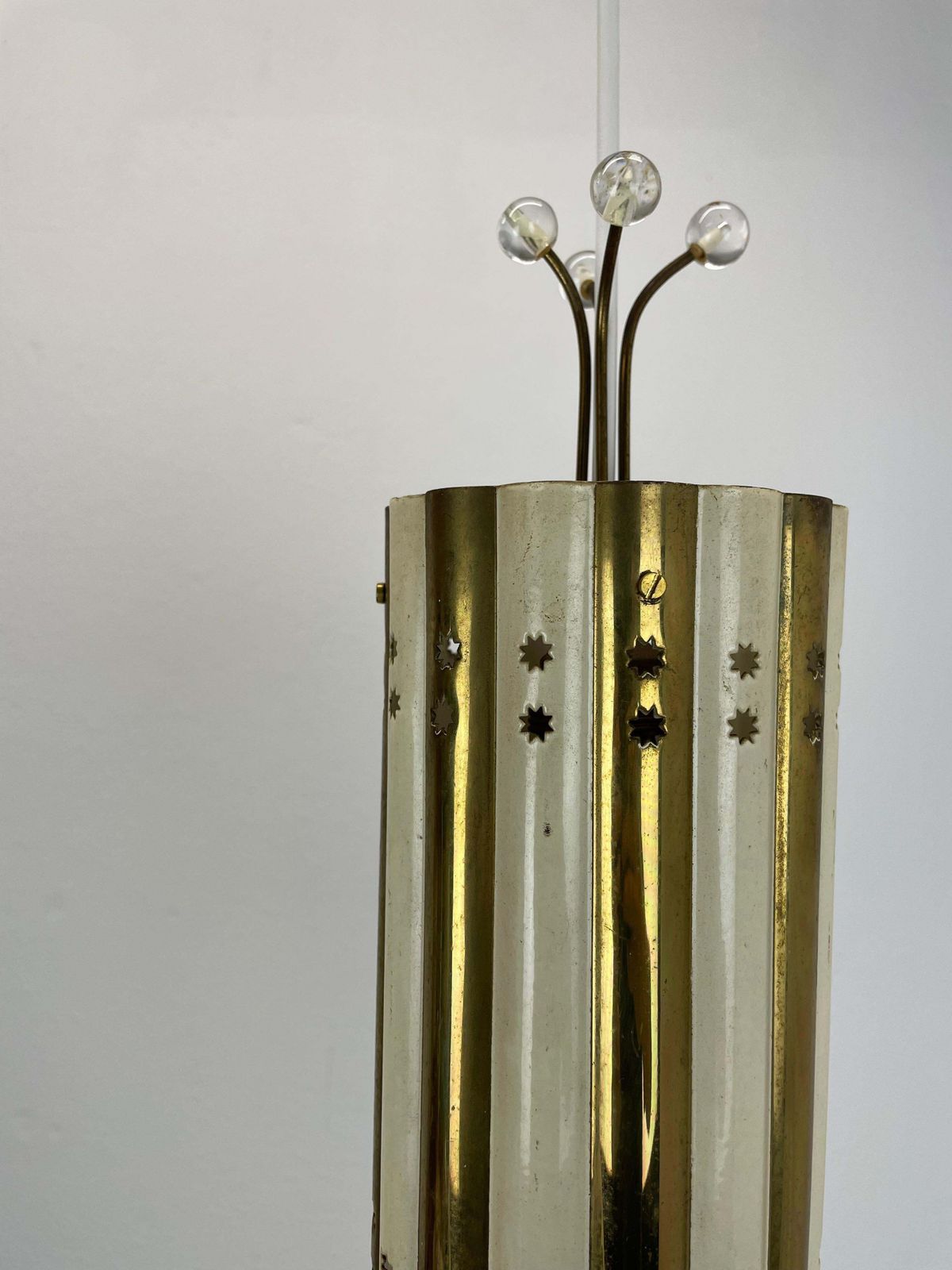 Brass And Metal Tube Hanging Light Vereinigte Werkstätten München, Germany, 1950 photo vintage
