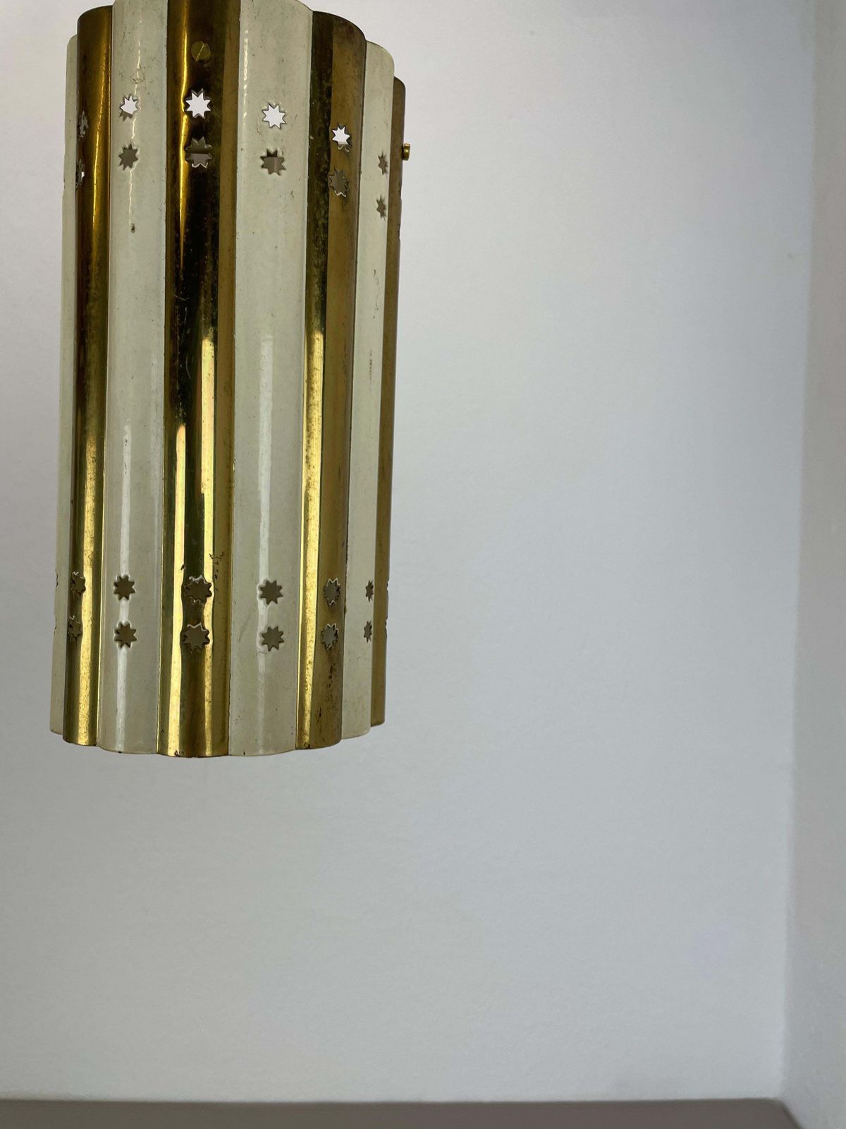 photo for sale Brass And Metal Tube Hanging Light Vereinigte Werkstätten München, Germany, 1950