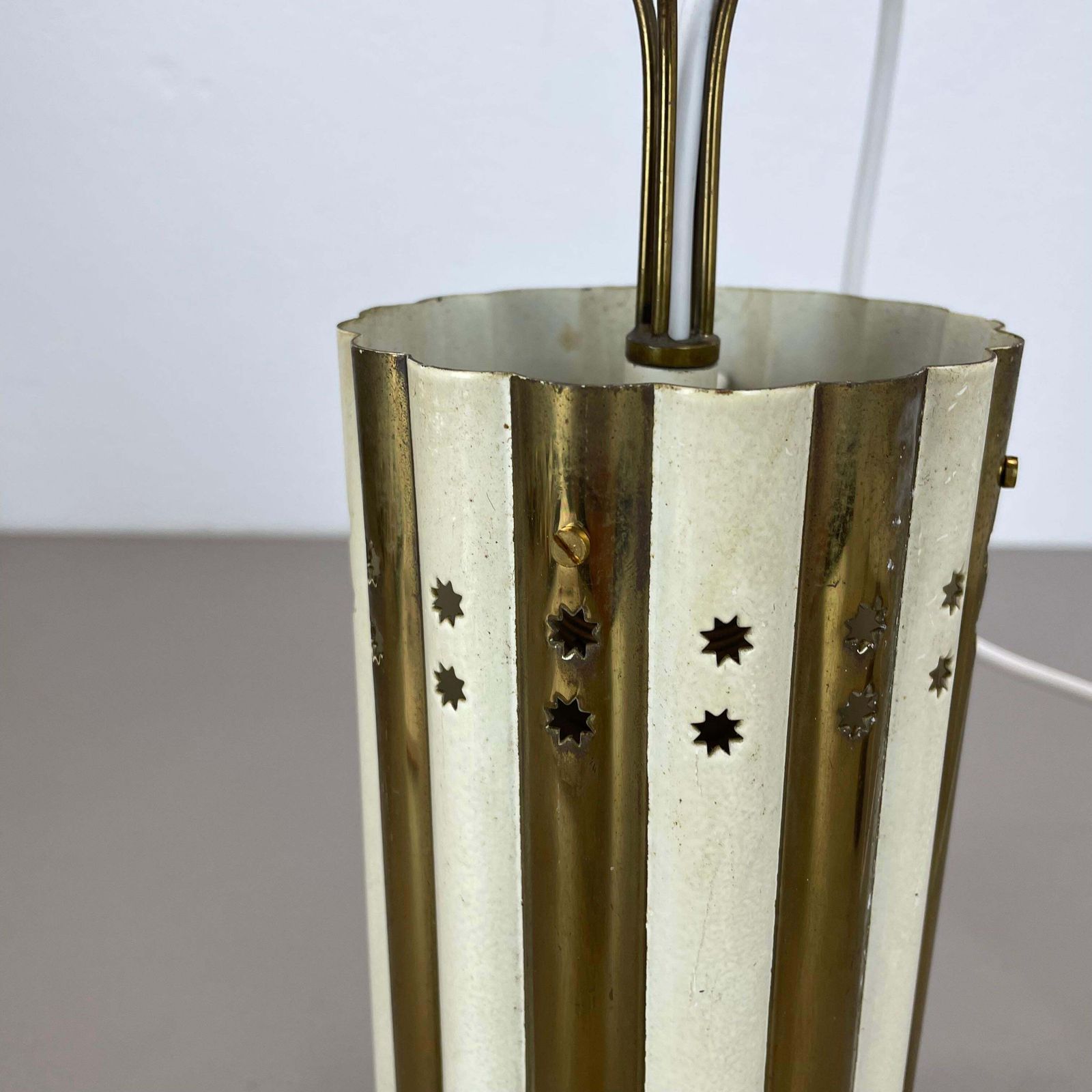 photo buy Brass And Metal Tube Hanging Light Vereinigte Werkstätten München, Germany, 1950