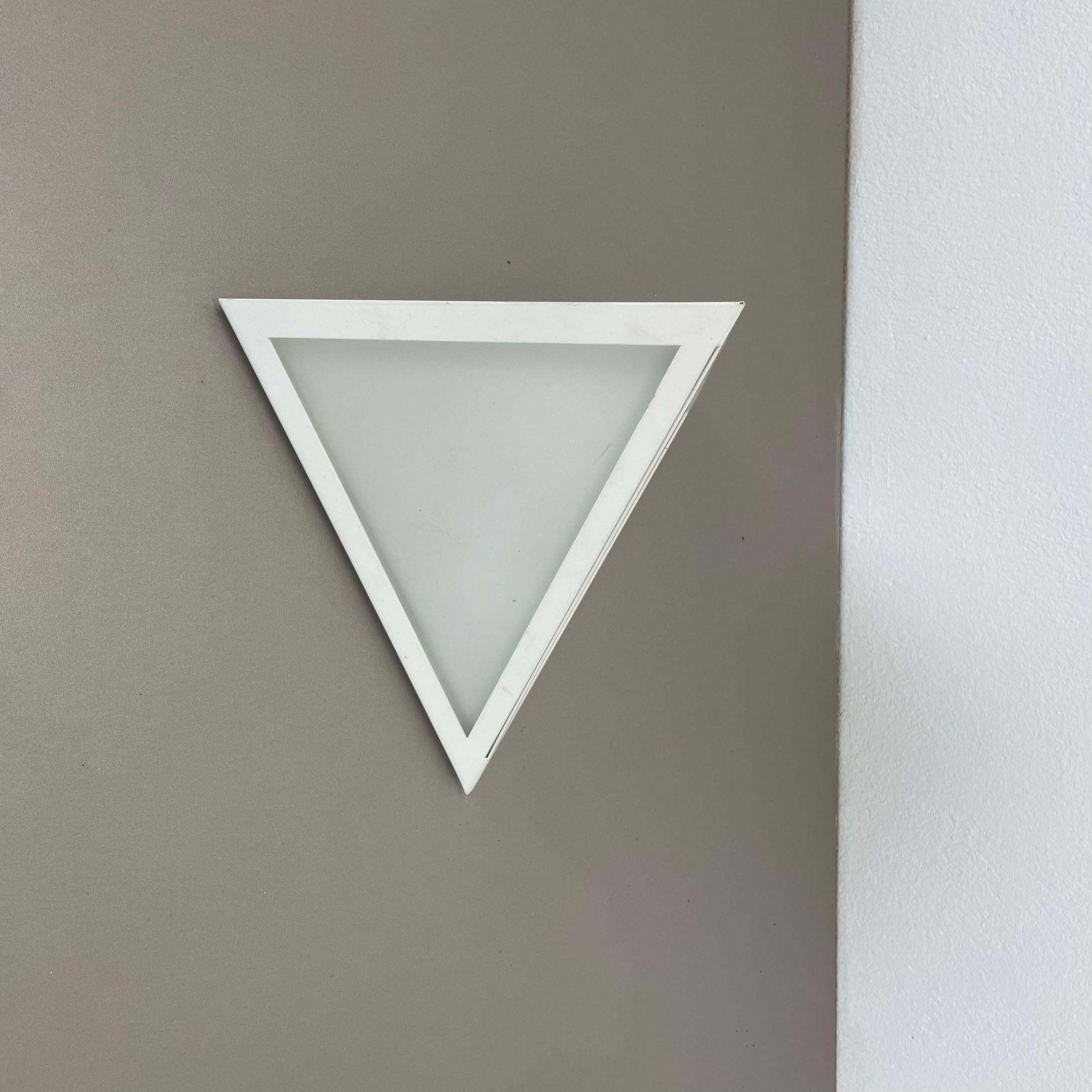 Original Cubic Satin White Glass Wall Light By Glashütte Limburg, Germany 1980s photo furniture