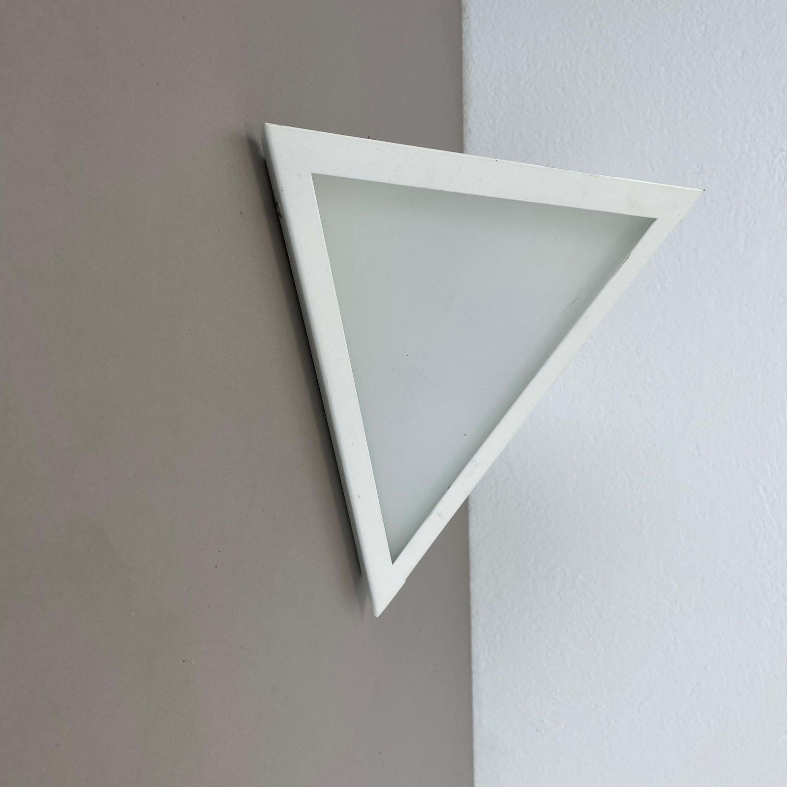 photo furniture Original Cubic Satin White Glass Wall Light By Glashütte Limburg, Germany 1980s
