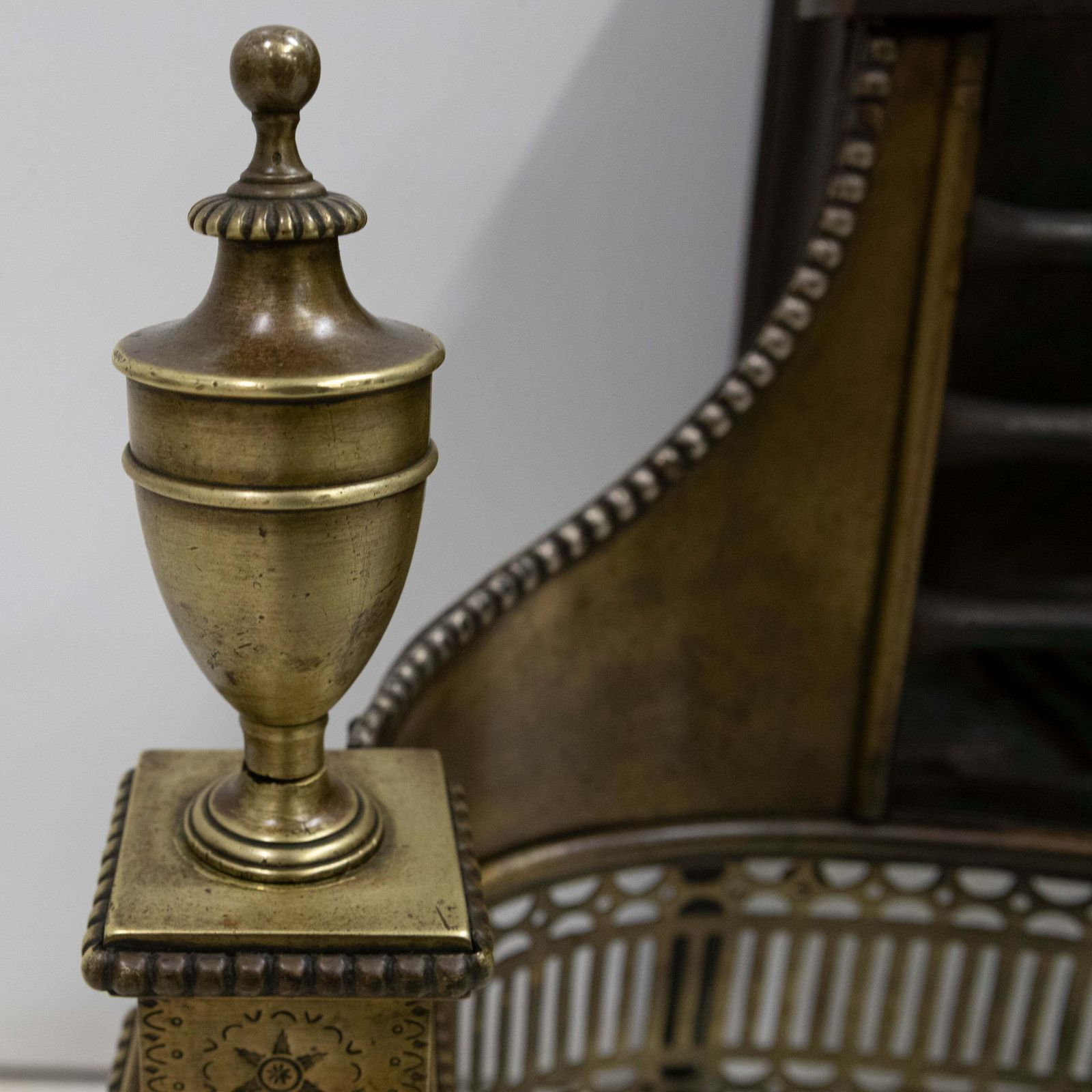 Splendid Antique Georgian Fire Basket With Brass Finials photo vintage