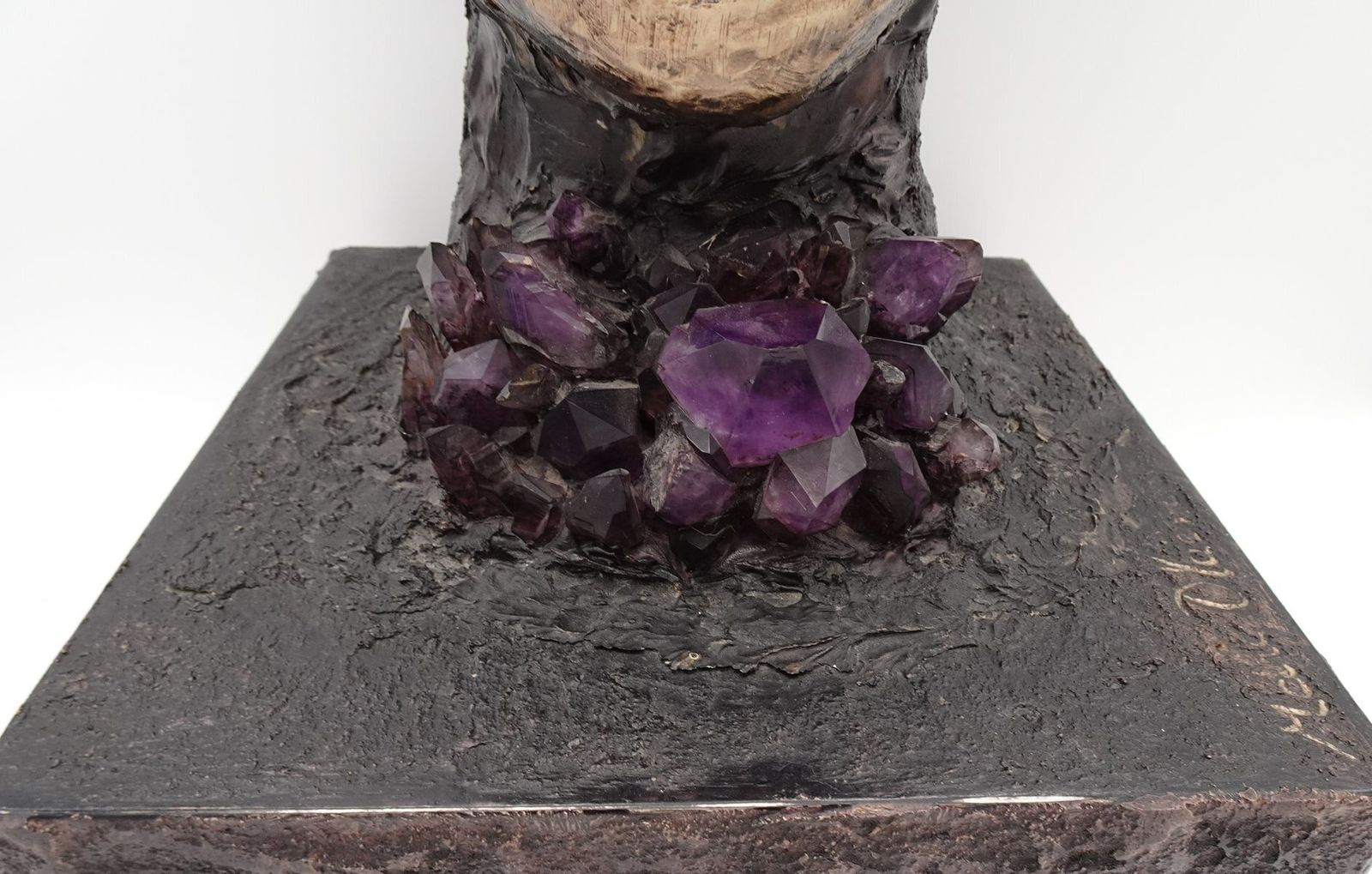 Large Brutalist Bust Sculpture With Amethyst By Marc D'haenens, 1970s photo vintage