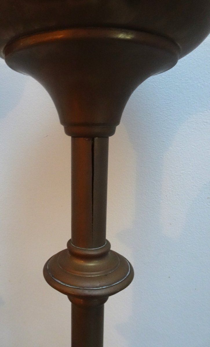 photo for sale Antique Brass Gothic Church Altar Candlesticks, 1890s, Set Of 2