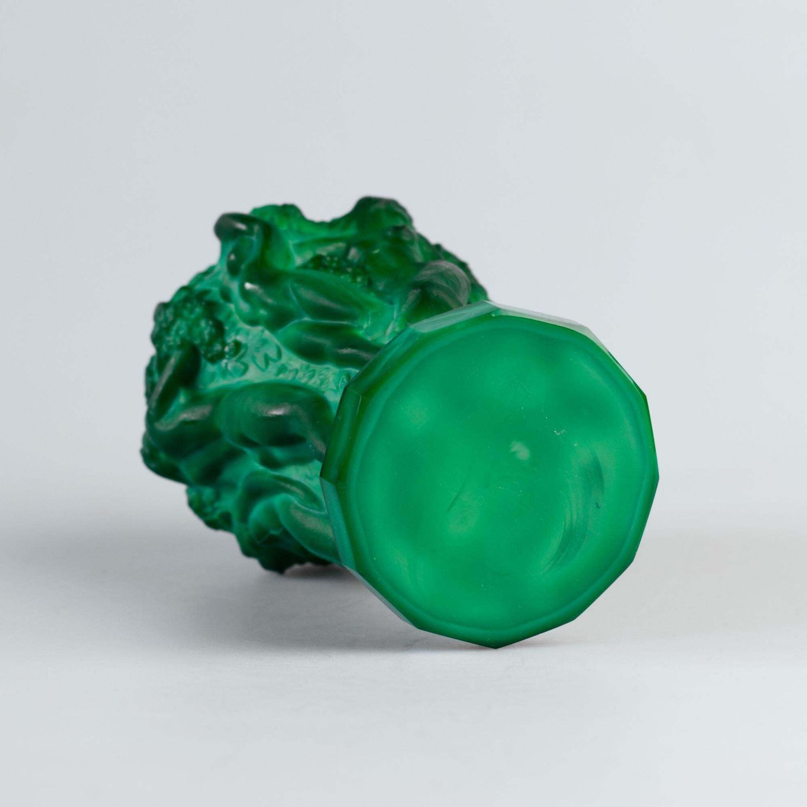 photo furniture Art Deco Malachite Glass Vase By Curt Schlevogt, 1930s