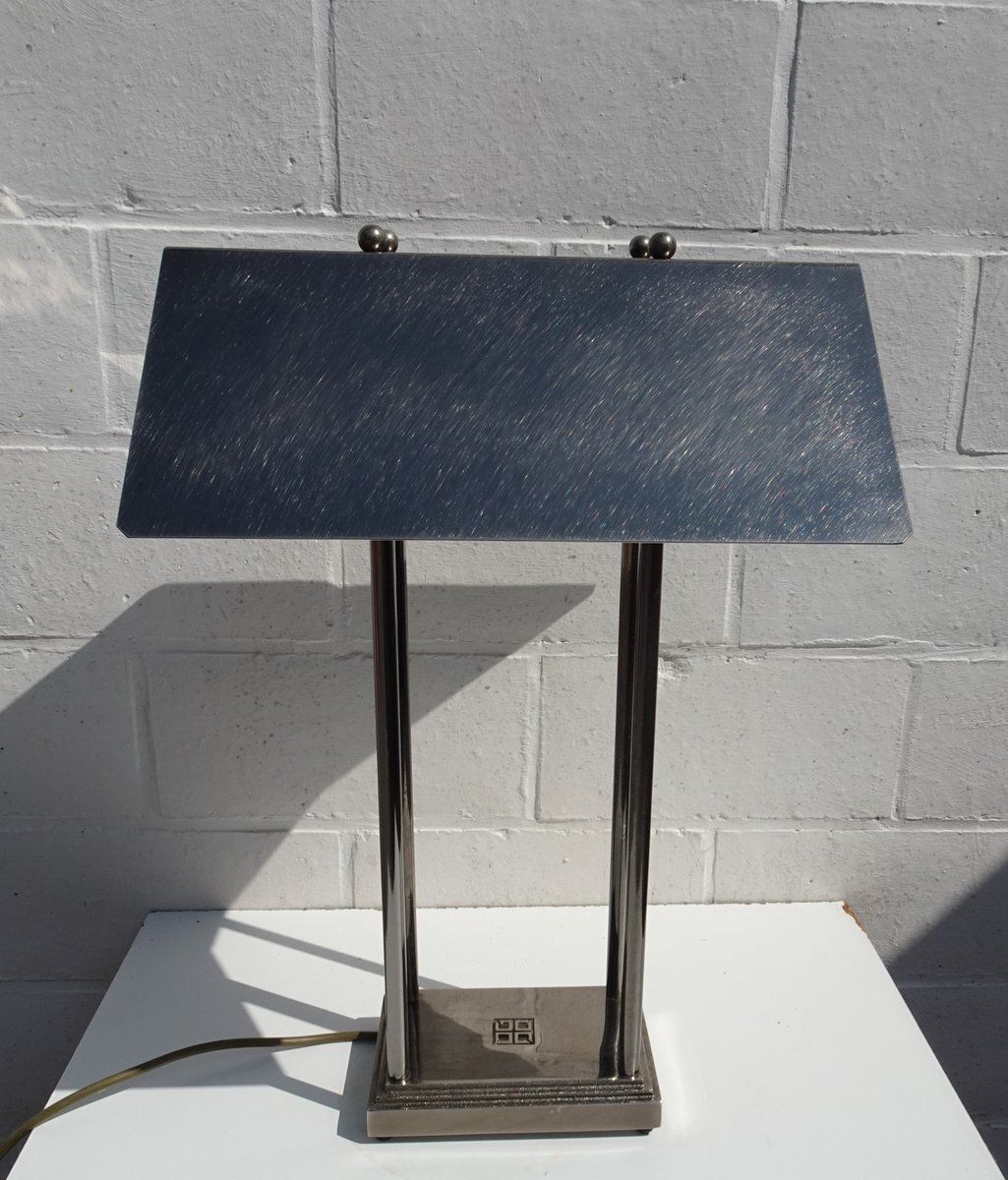 Lighting Brushed Grey Metal Megawatt Table Lamp By Peter Ghyczy, 1980s photo