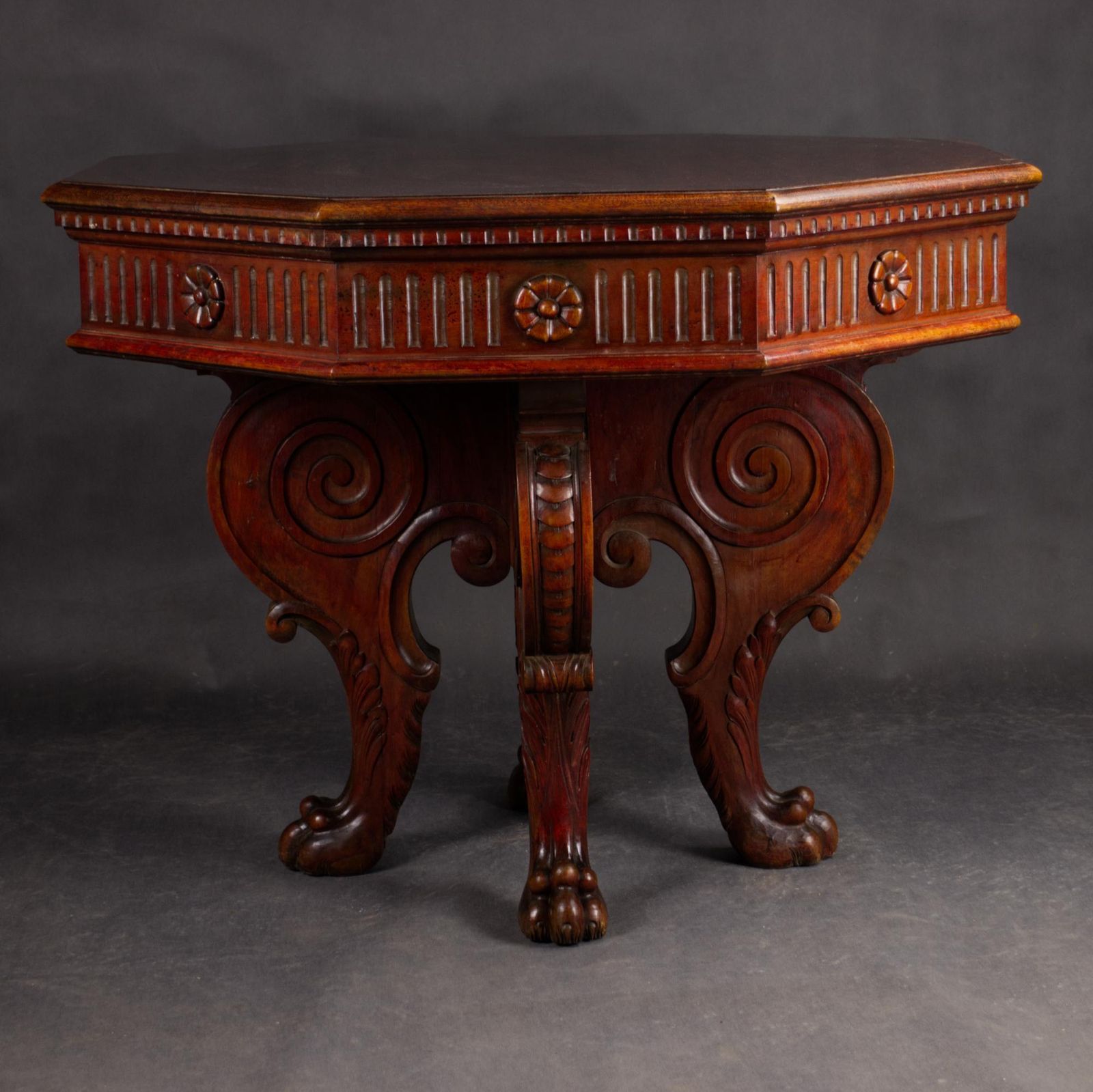 Italian Renaissance Revival Walnut Center Table, 19th Century photo furniture