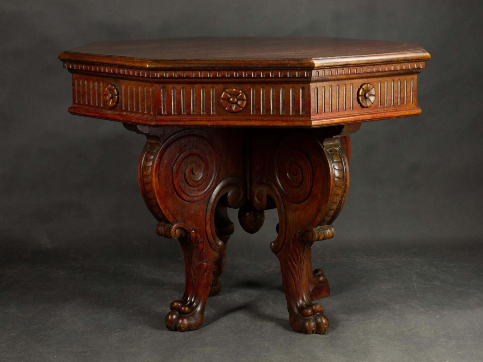 Italian Renaissance Revival Walnut Center Table, 19th Century photo buy
