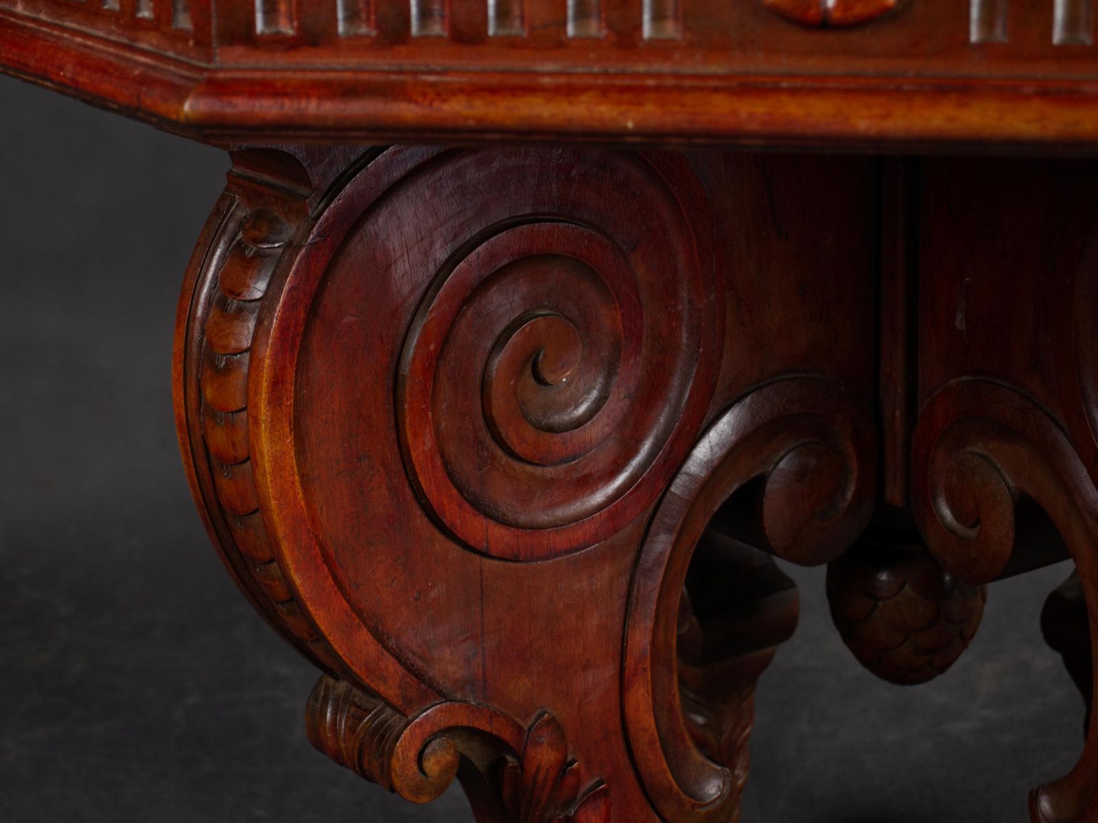Furniture Italian Renaissance Revival Walnut Center Table, 19th Century photo