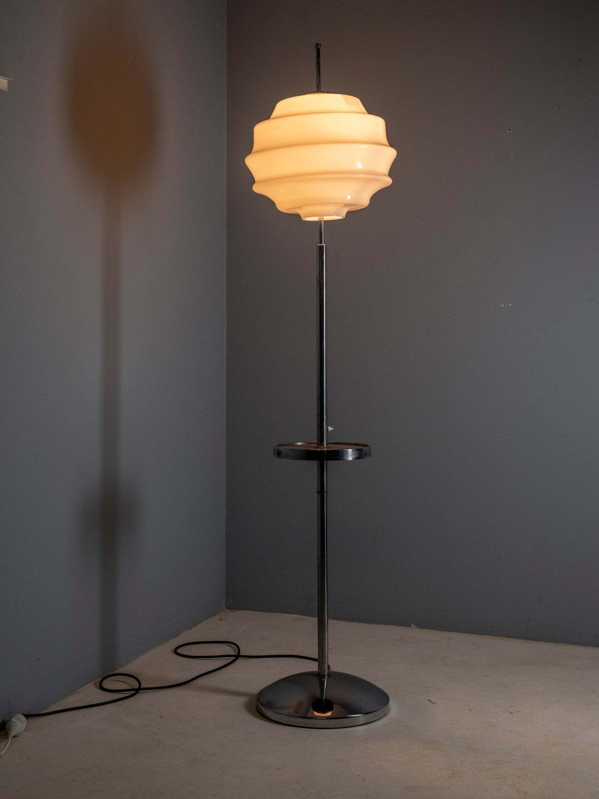 Bauhaus Chrome Floor Lamp, 1930s, Attributed To Slezák, Czechoslovakia photo furniture