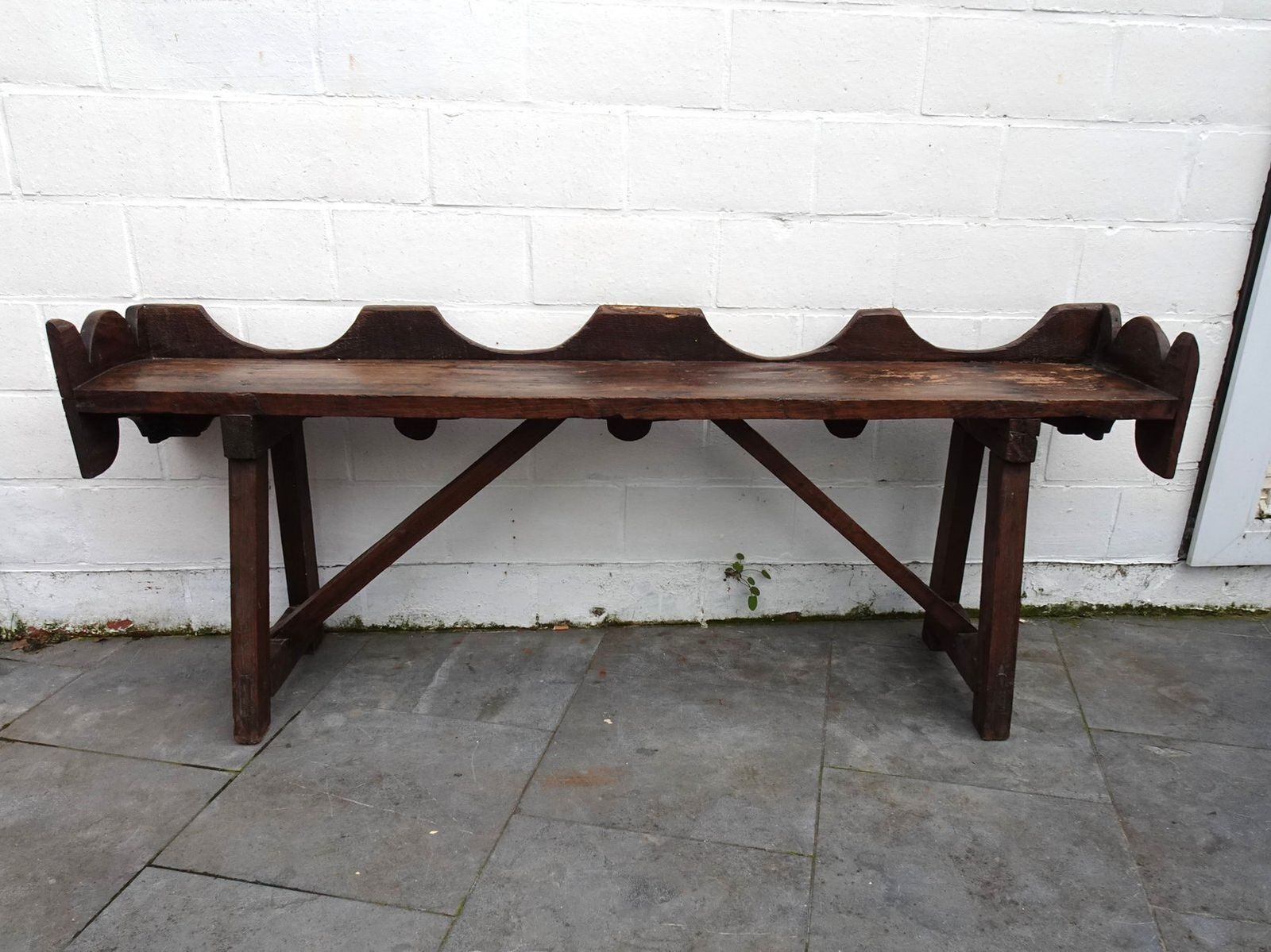 Antique Rustic Oak Bench, 1800s photo furniture