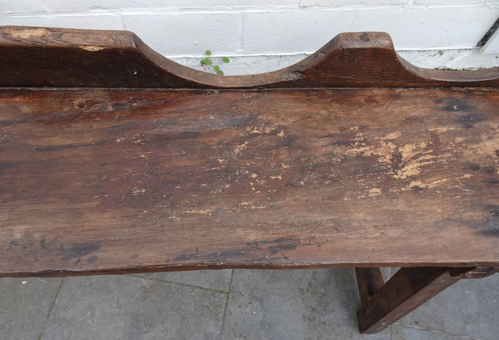 Furniture Antique Rustic Oak Bench, 1800s photo