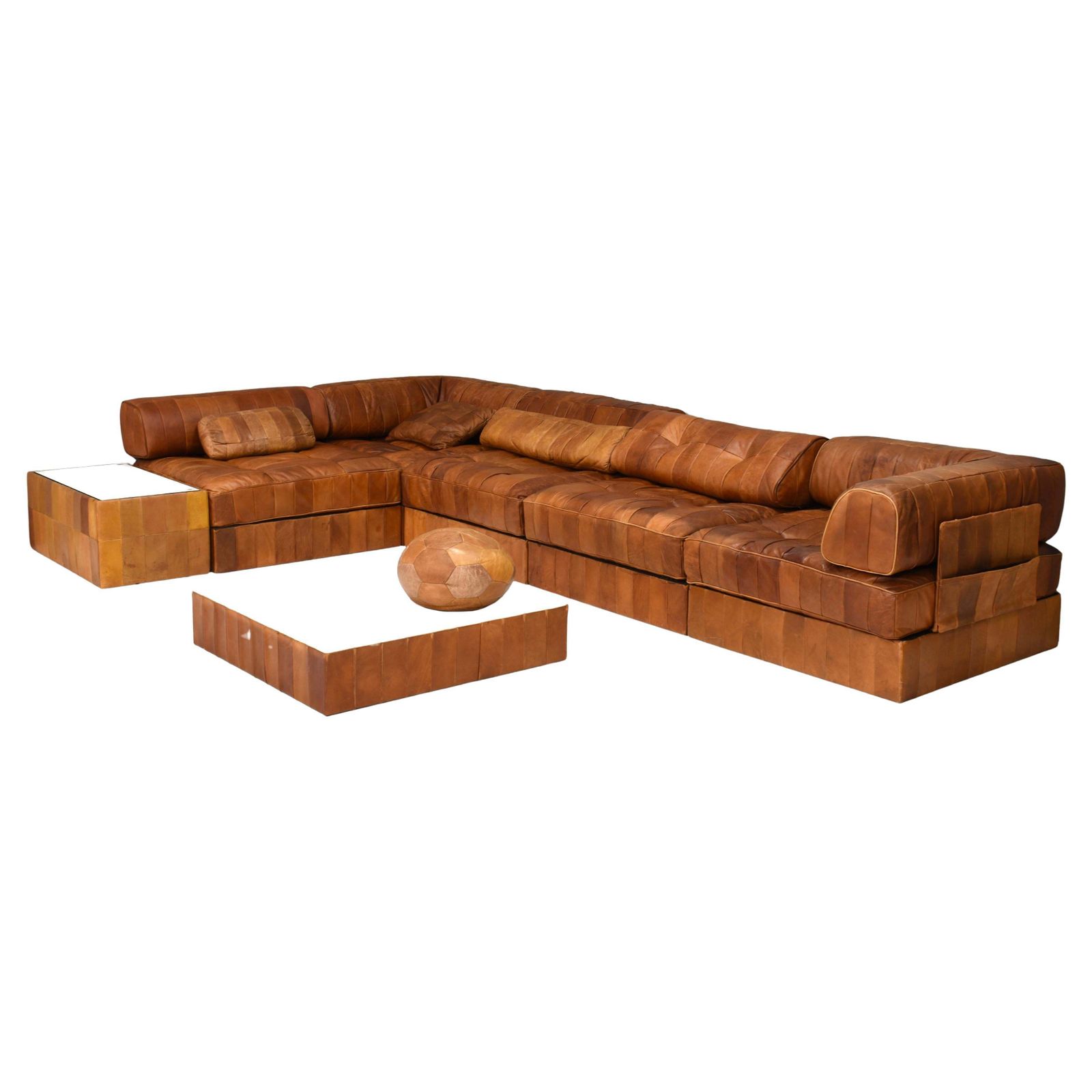 De Sede Ds 88 Landscape Sectional Sofa In Cognac Tan Leather, Switzerland 1970's
