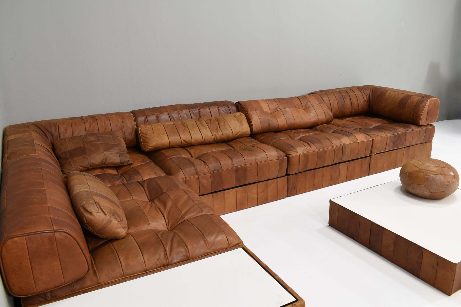 De Sede Ds 88 Landscape Sectional Sofa In Cognac Tan Leather, Switzerland 1970's photo vintage