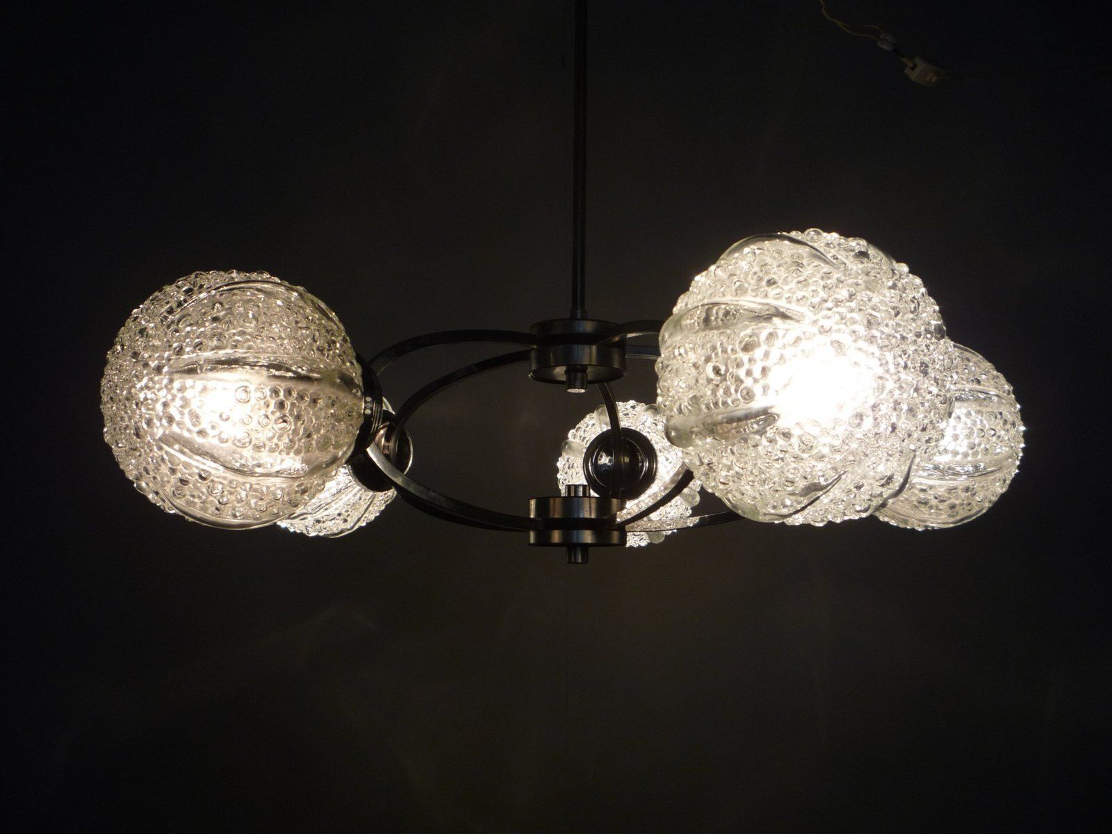 photo furniture Space Age Germanchrome & Glass Chandelier By Richard Essig, 1960s