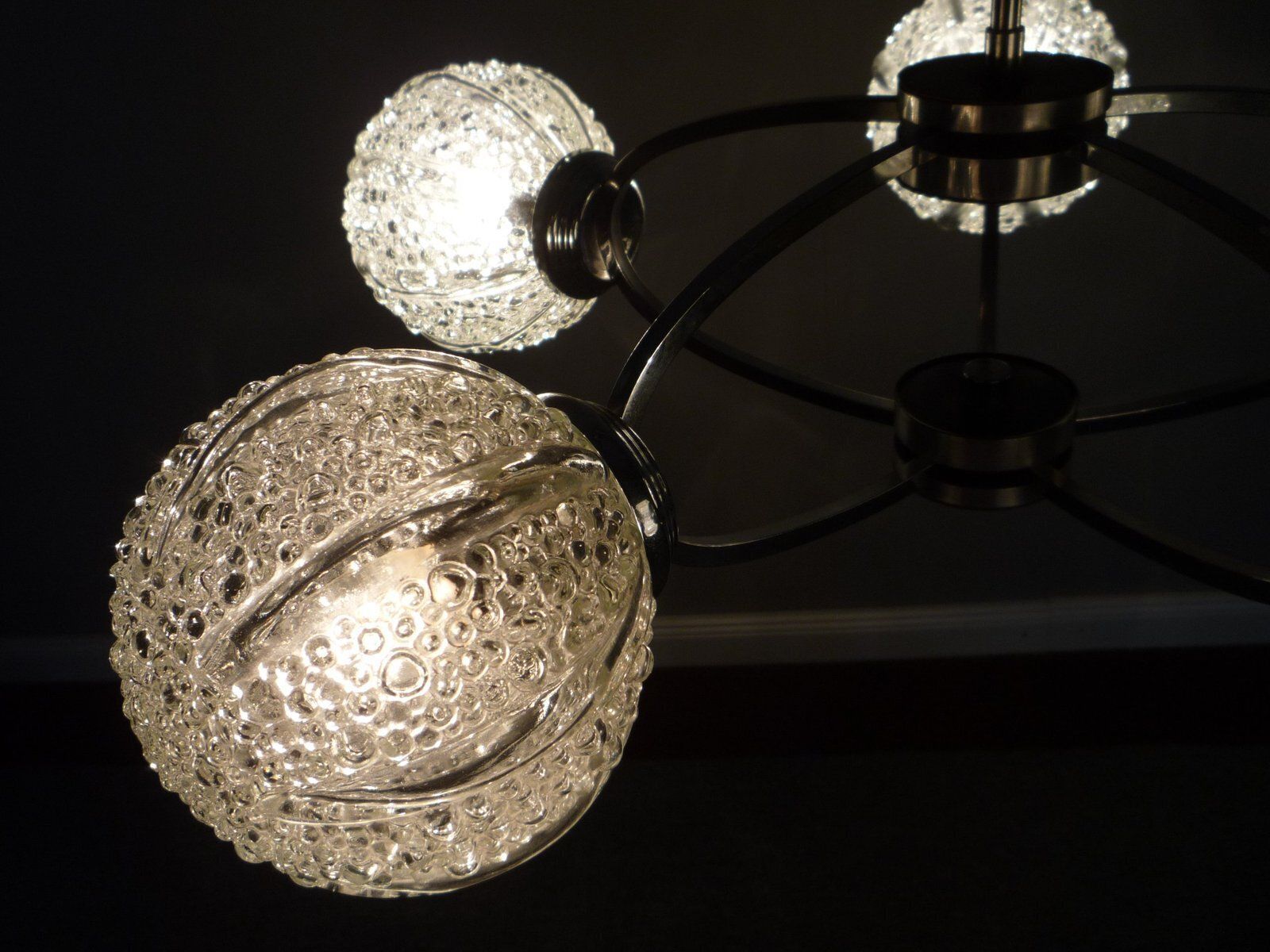photo for sale Space Age Germanchrome & Glass Chandelier By Richard Essig, 1960s