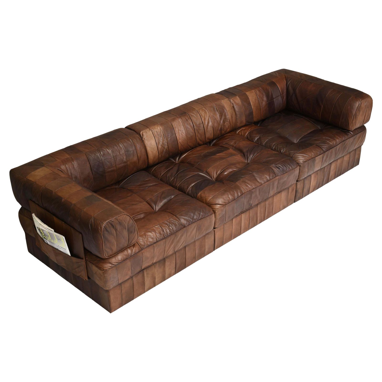 De Sede Ds 88 Sectional Sofa In Cognac Tan Brown Leather, Switzerland, 1970's