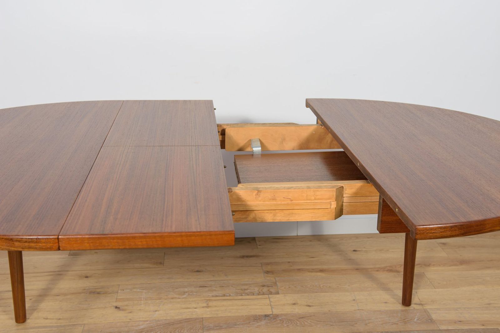 photo for sale Mid Century Round Teak Dining Table By Nils Jonsson For Hugo Troeds, Sweden, 1960s