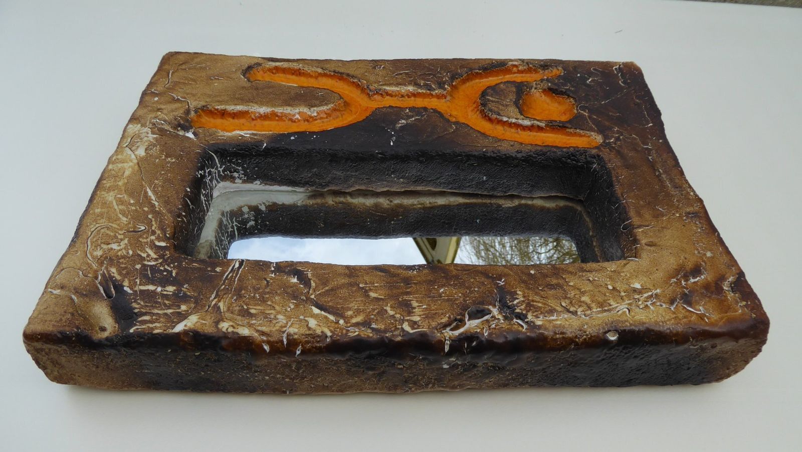 Mid Century French Ceramic Framed Mirror From Galerie Palissy Vallauris, 1950s photo 651.0