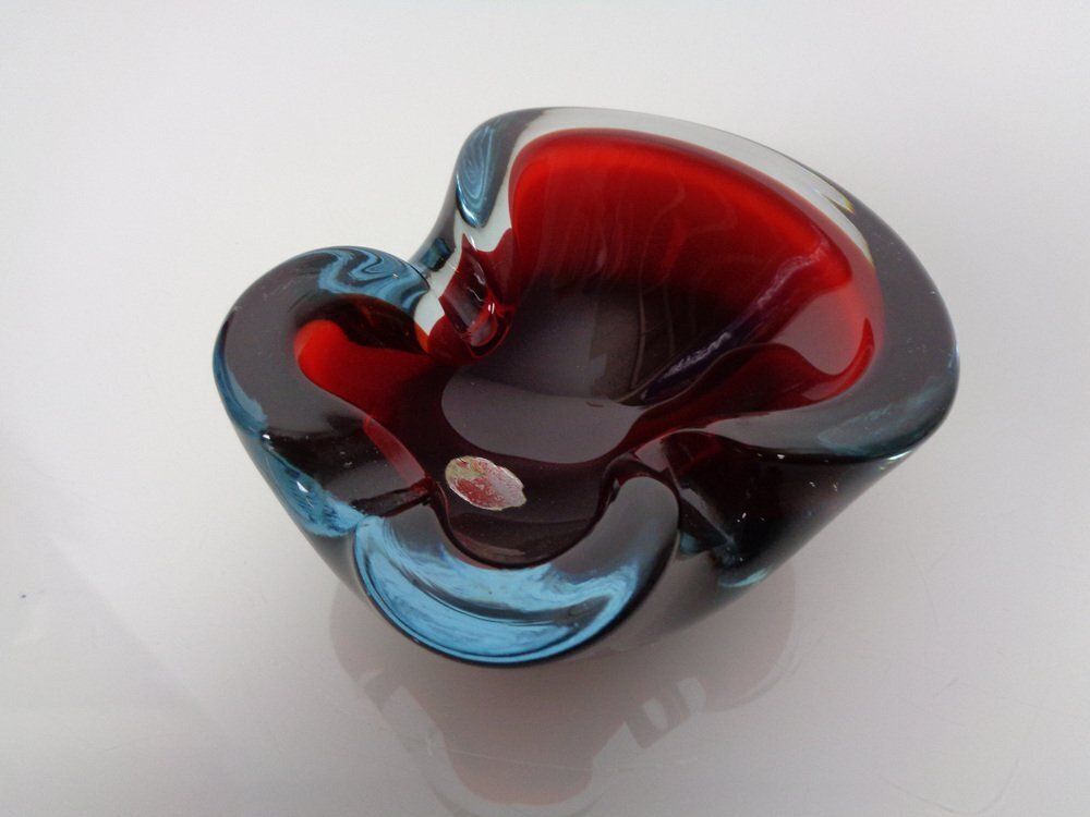 photo furniture Sommerso Murano Glass Ashtray, Italy, 1960s
