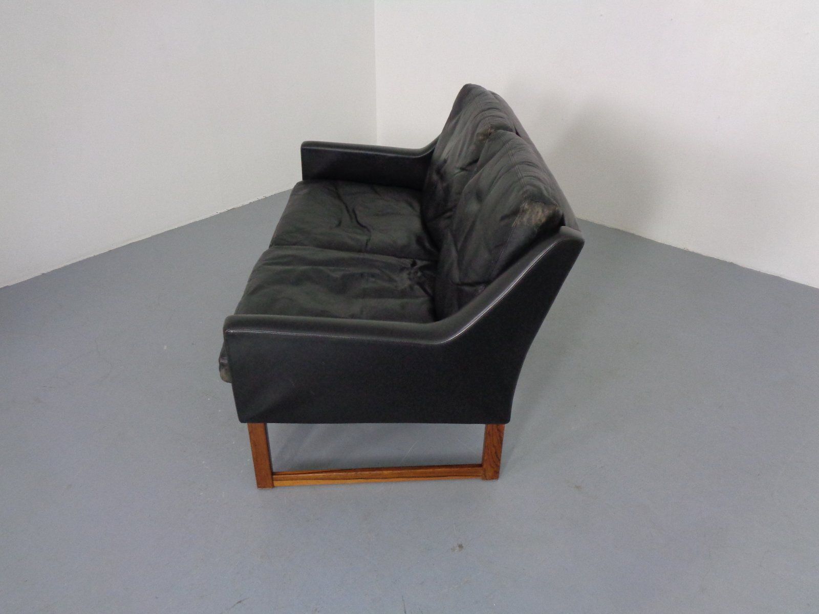 Mid Century Rosewood & Leather 2 Seater Sofa By Rudolf Glatzel For Kill International, 1960s photo Furniture