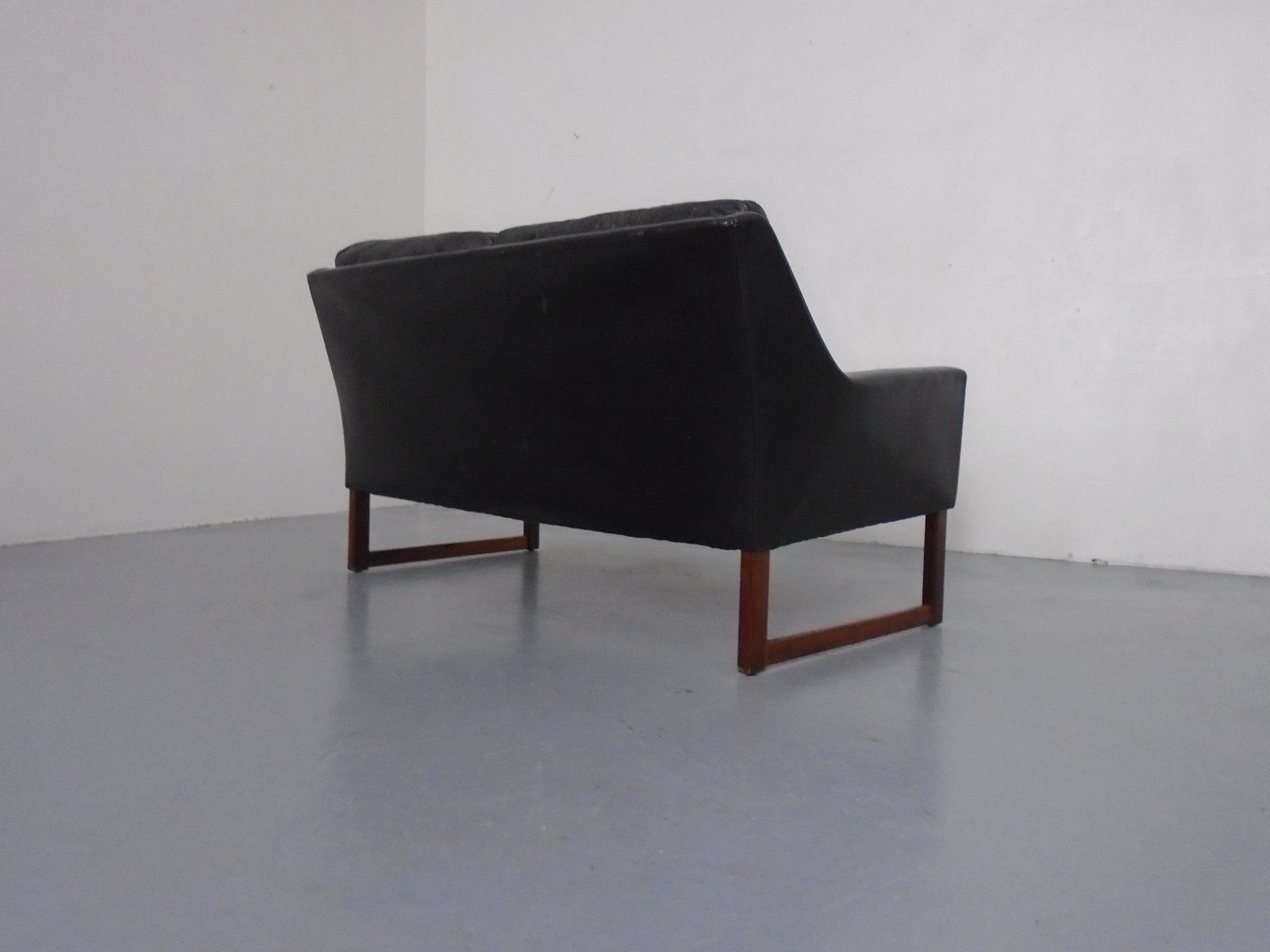 Mid Century Rosewood & Leather 2 Seater Sofa By Rudolf Glatzel For Kill International, 1960s photo vintage