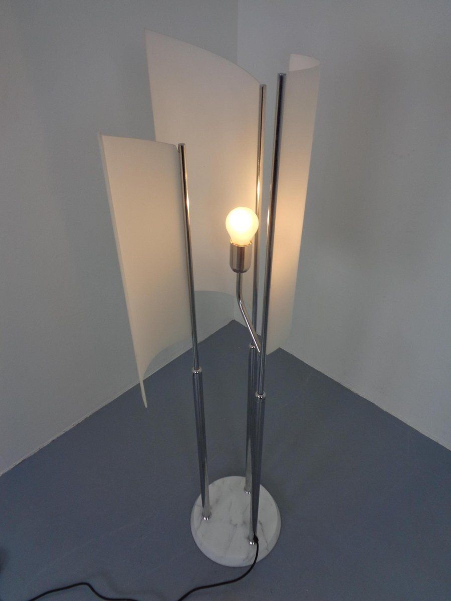 Arianna Floor Lamp In Marble And Handblown Glass By Bruno Gecchelin For Oluce, Italy, 1970s photo vintage