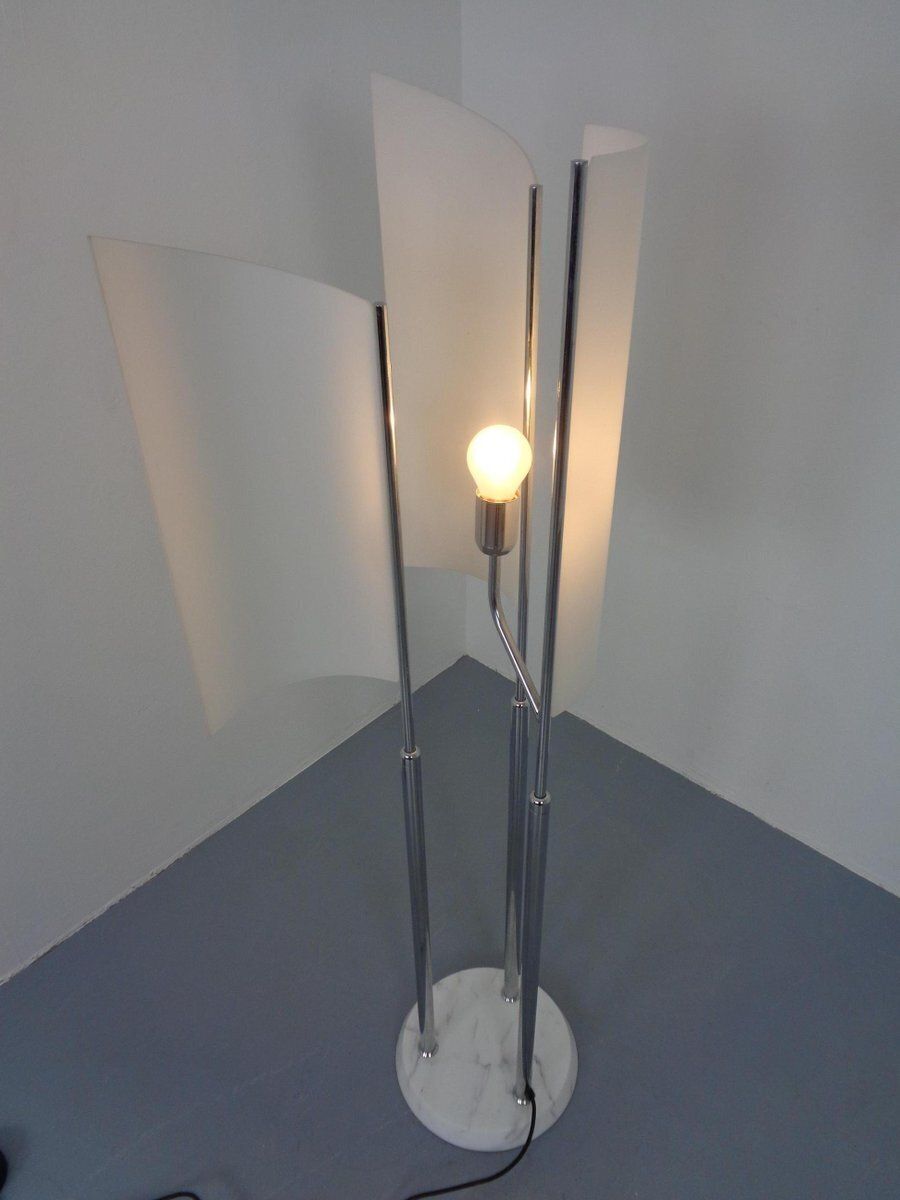 photo for sale Arianna Floor Lamp In Marble And Handblown Glass By Bruno Gecchelin For Oluce, Italy, 1970s