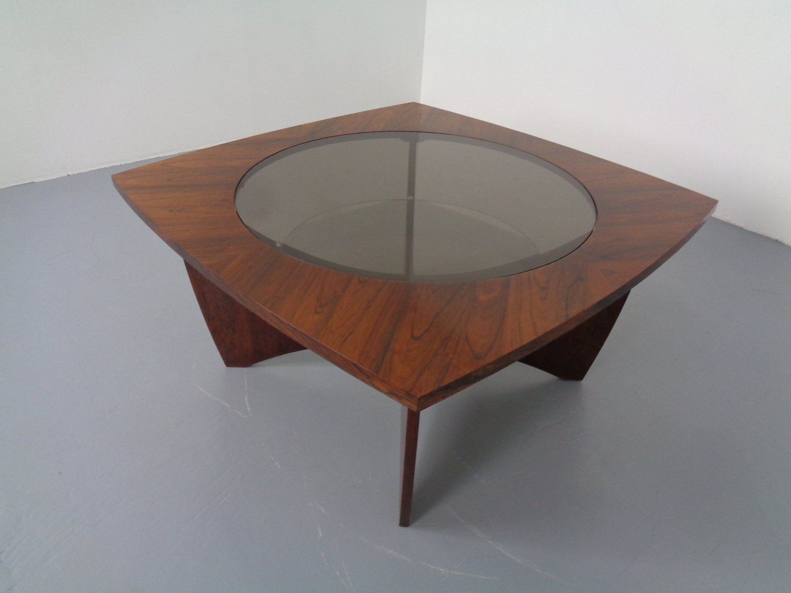 Vintage Rosewood And Glass Coffee Table, Denmark, 1960s photo for sale