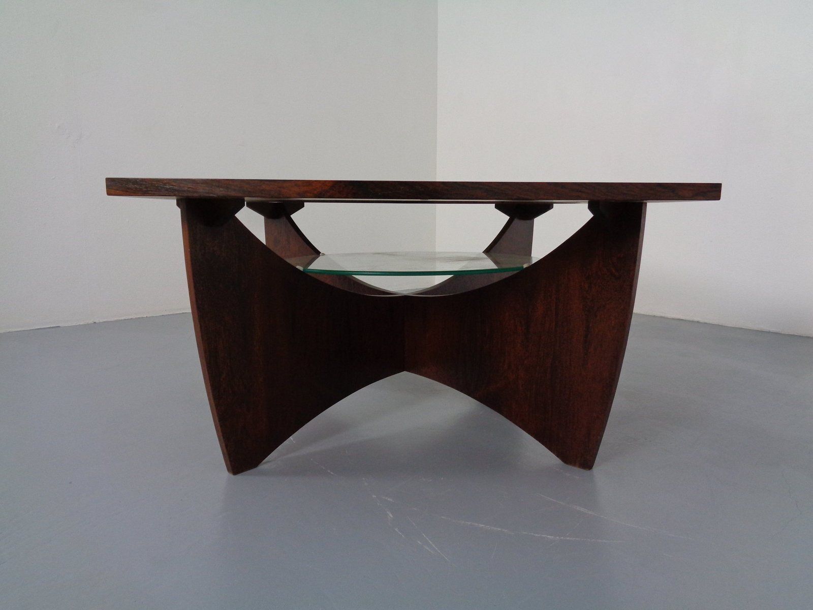 Vintage Rosewood And Glass Coffee Table, Denmark, 1960s photo vinterior