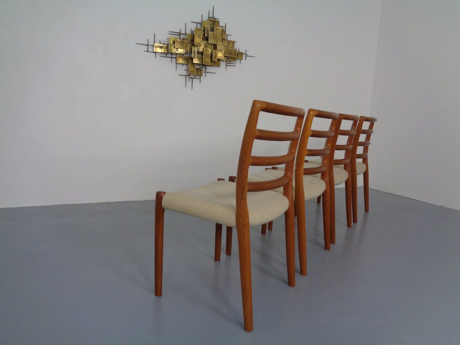 Vintage Danish 85 Dining Chairs In Teak And Wool By Niels Otto Møller For J.L. Møllers, 1960s, Set Of 4 photo vintage