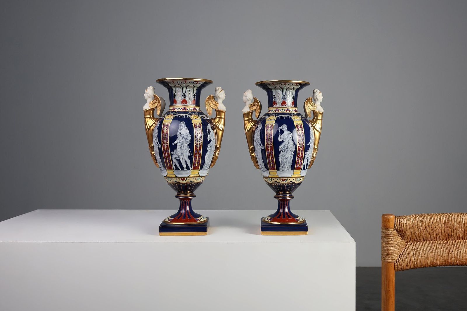 Empire Porcelain Vases From August & Conrad Bauscher, Germany, 1900s, Set Of 2 photo for sale