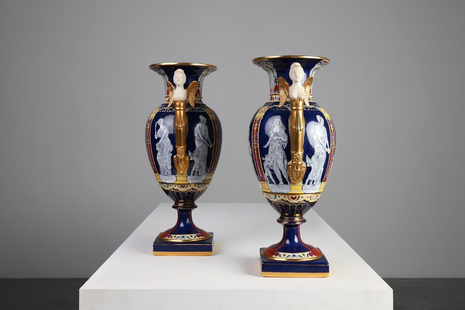 Empire Porcelain Vases From August & Conrad Bauscher, Germany, 1900s, Set Of 2 photo 1250.0