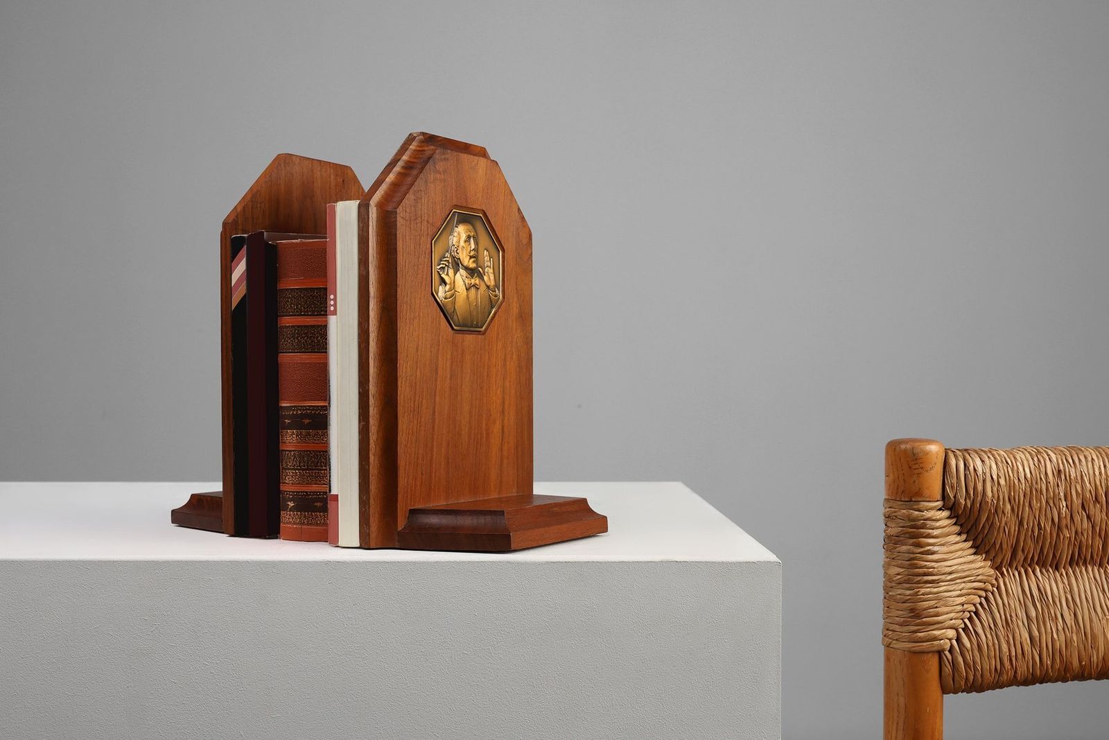 Art Deco French Bookends In Wood And Bronze, 1920s, Set Of 2 photo Home Decor